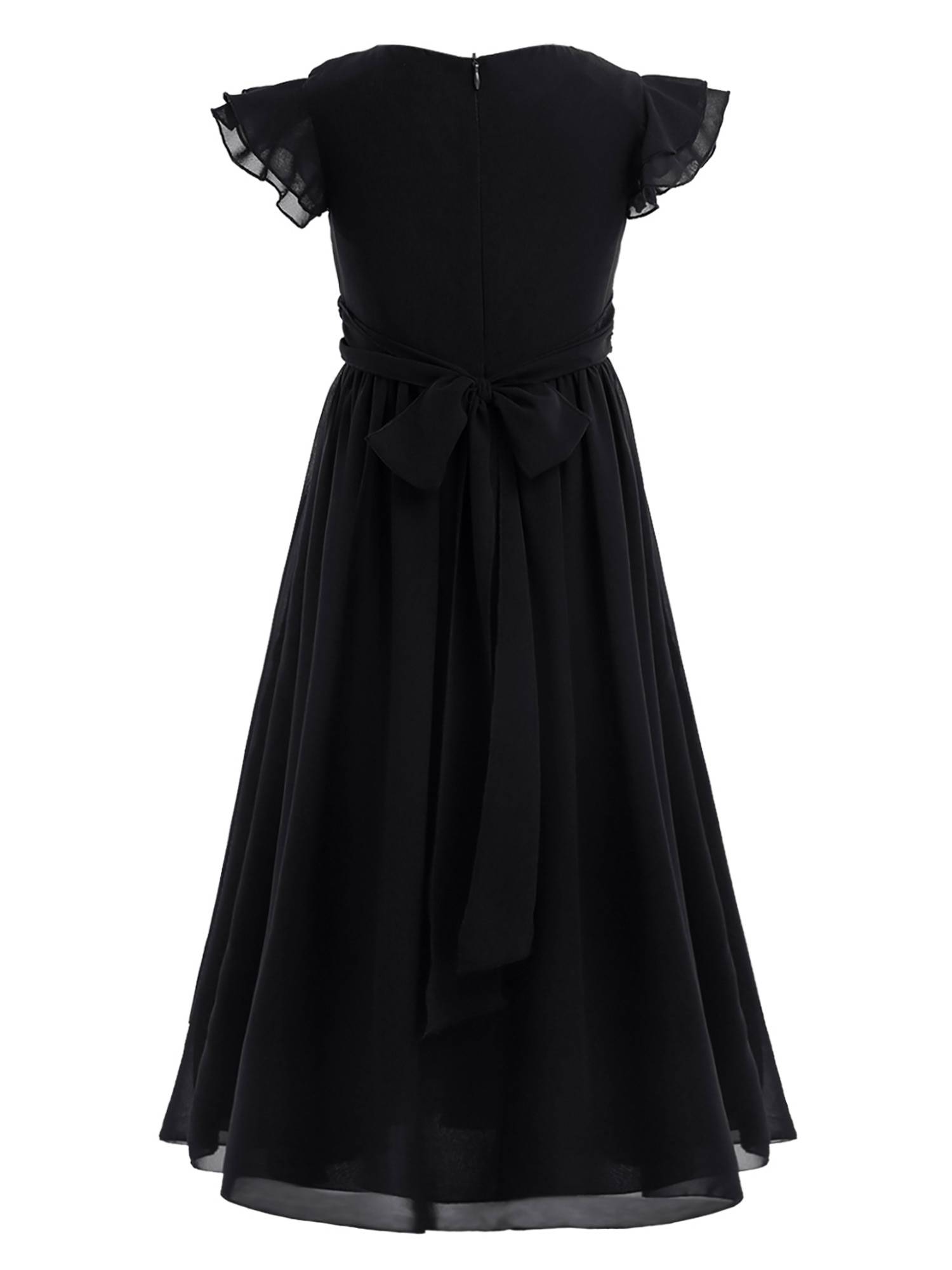 Toddler/Kids Girls Flutter Sleeves Chiffon Maxi Dress