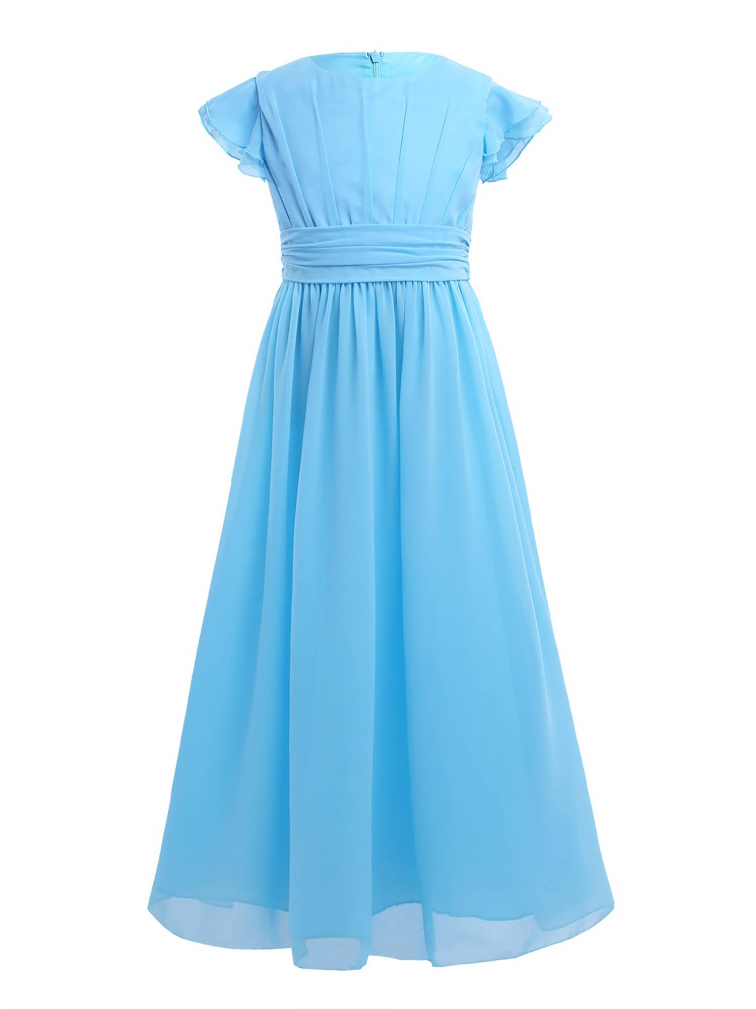 Toddler/Kids Girls Flutter Sleeves Chiffon Maxi Dress