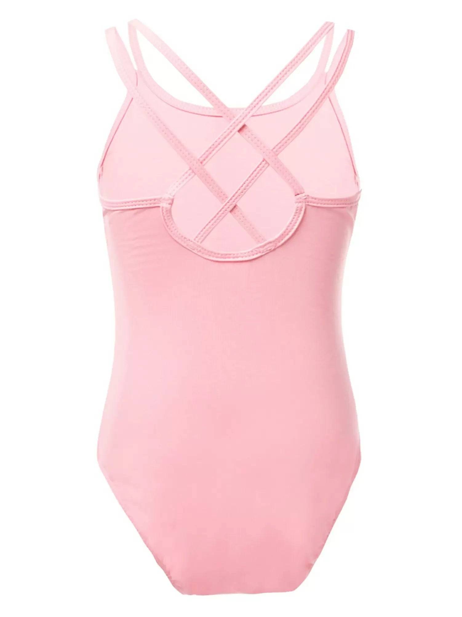 Kids Girls Sleeveless Crisscross Back Gymnastics Dance Leotard