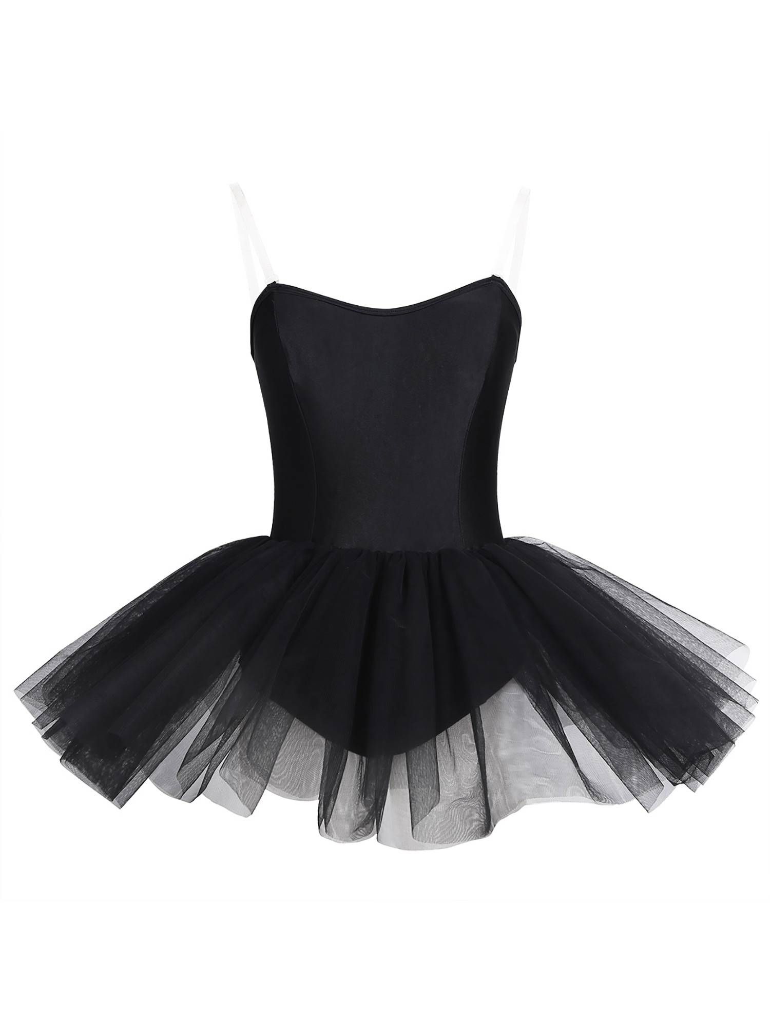 Women Strapless Built In Shelf Bra Ballet Tutu Leotard Dress
