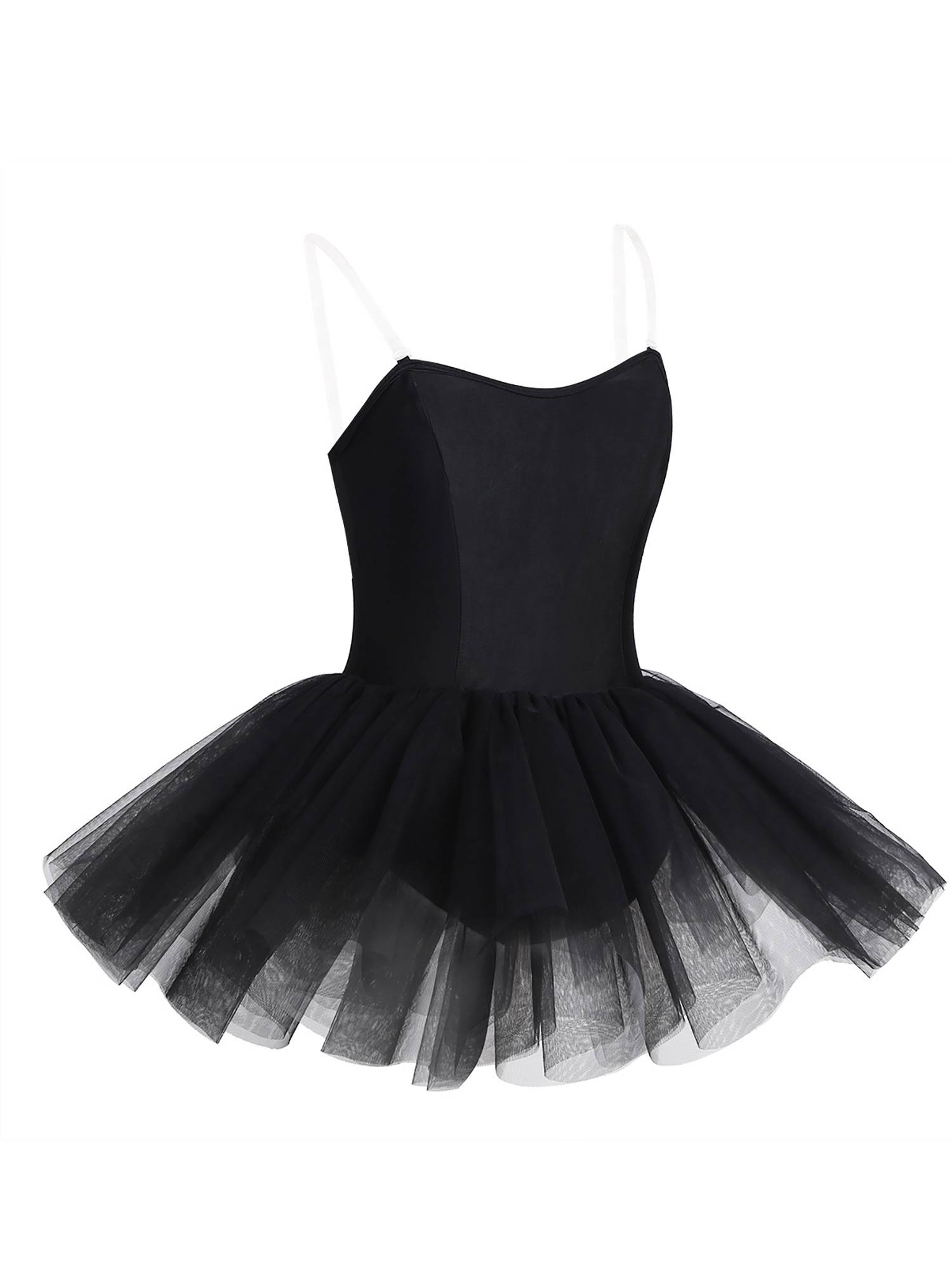 Women Strapless Built In Shelf Bra Ballet Tutu Leotard Dress