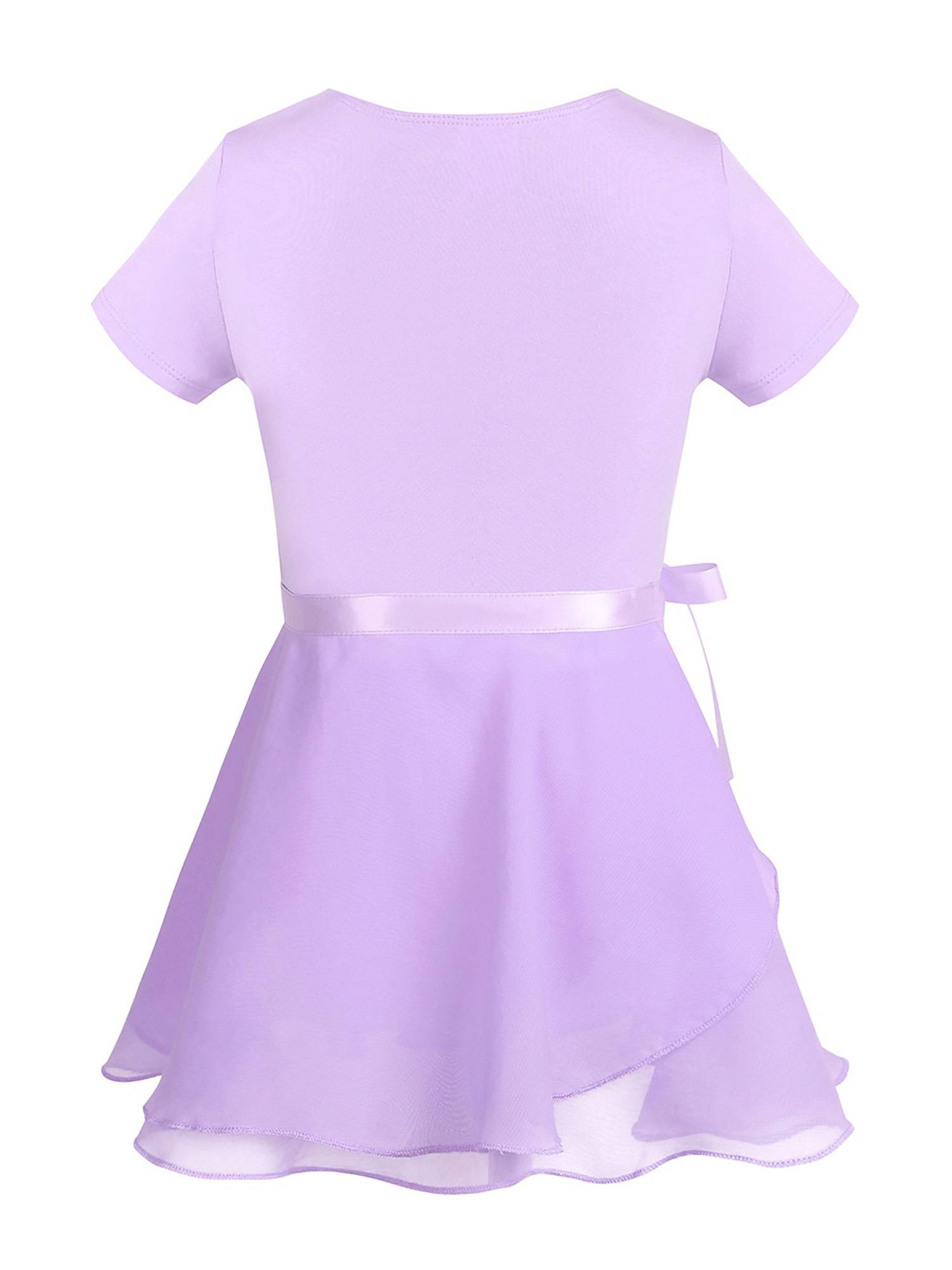 Girls 2pcs Cotton Short Sleeves Ballet Dance Leotard with Skirt Set