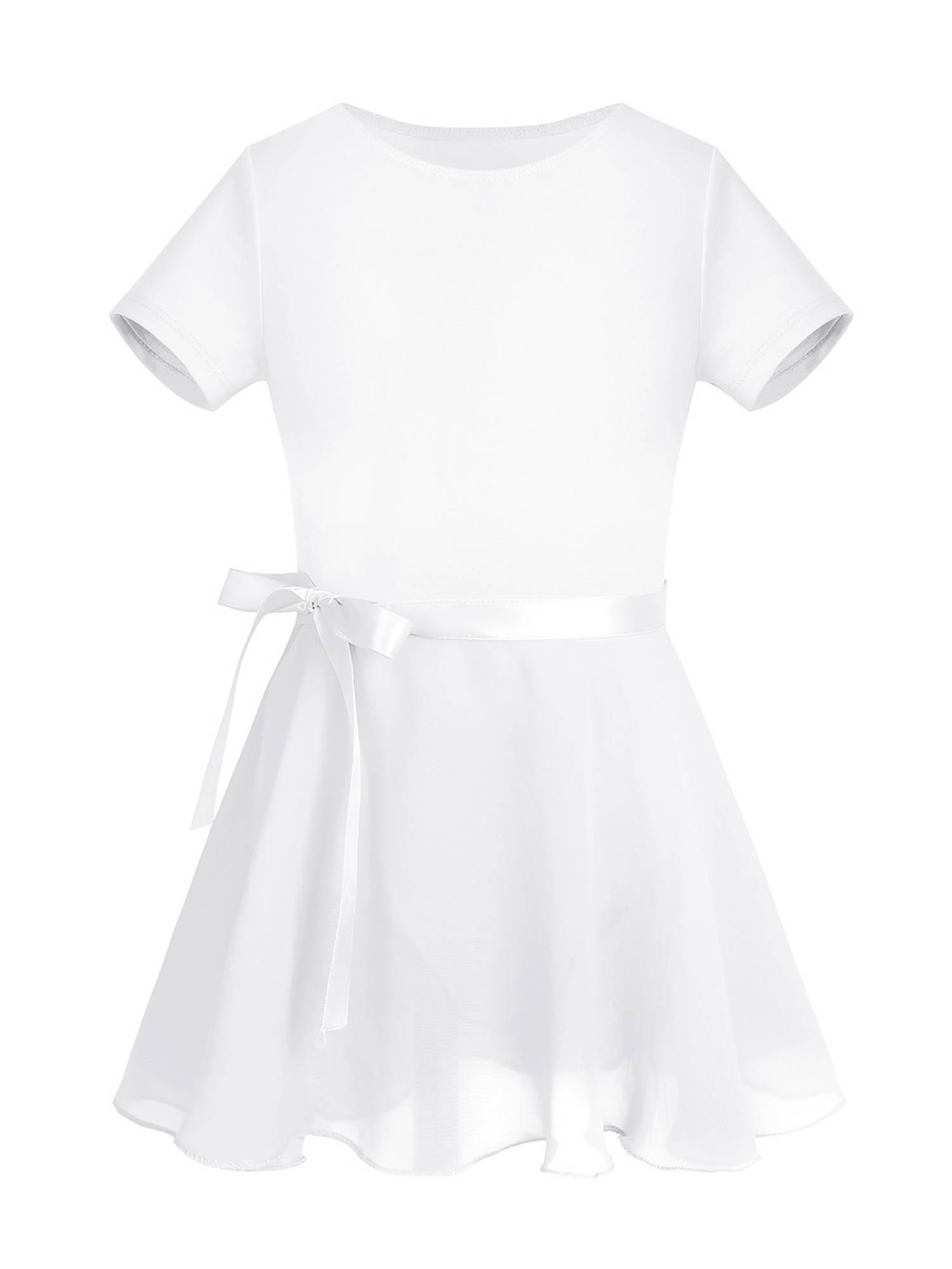 Girls 2pcs Cotton Short Sleeves Ballet Dance Leotard with Skirt Set