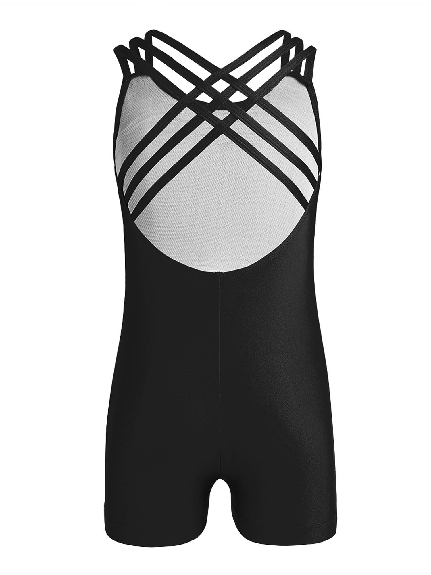 Kids Girls Sleeveless Criss Cross Gymnastics Leotard