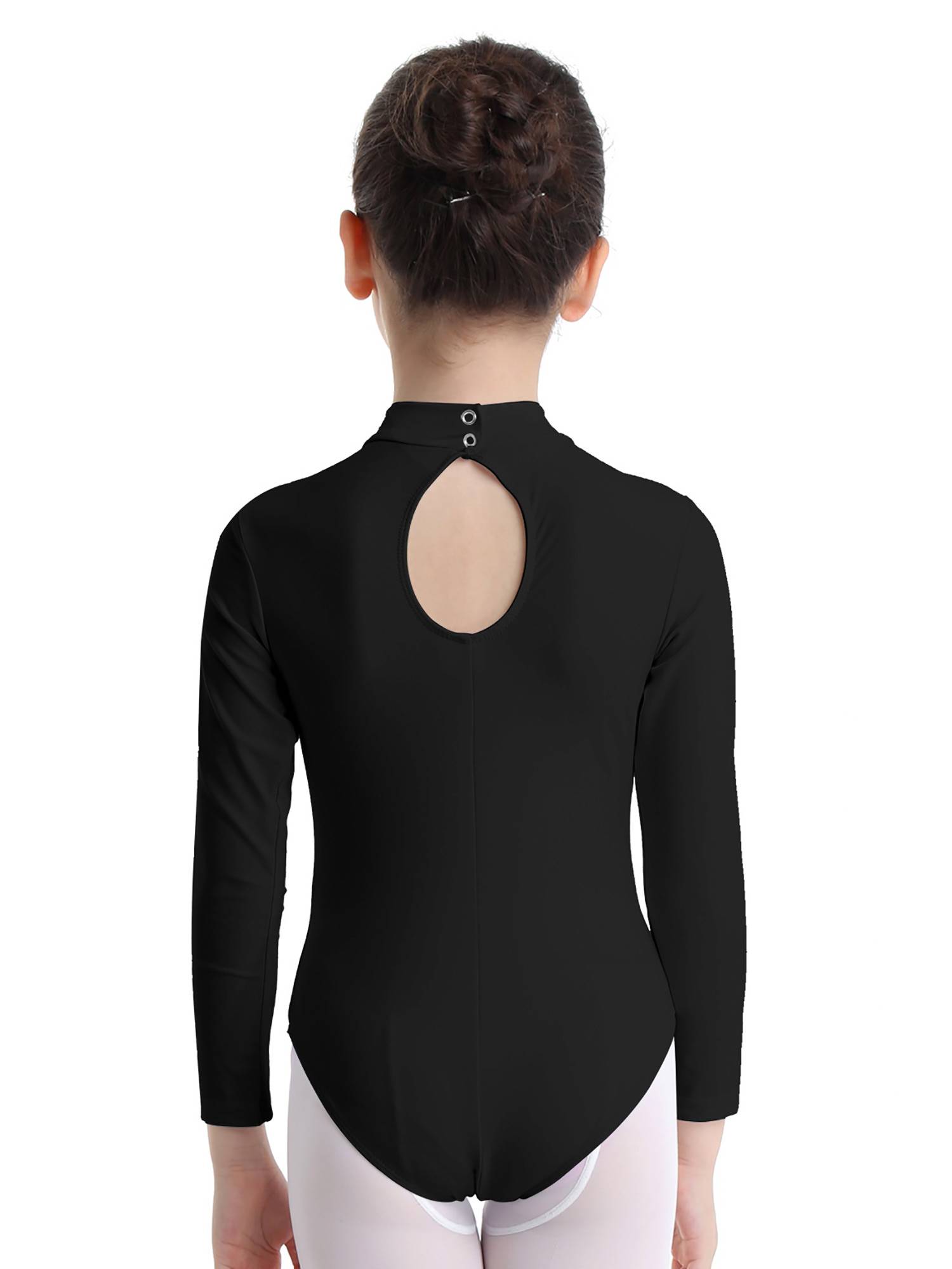 Kids Girls Long Sleeves Mock Neck Dance Leotard for Ballet Gymnastics
