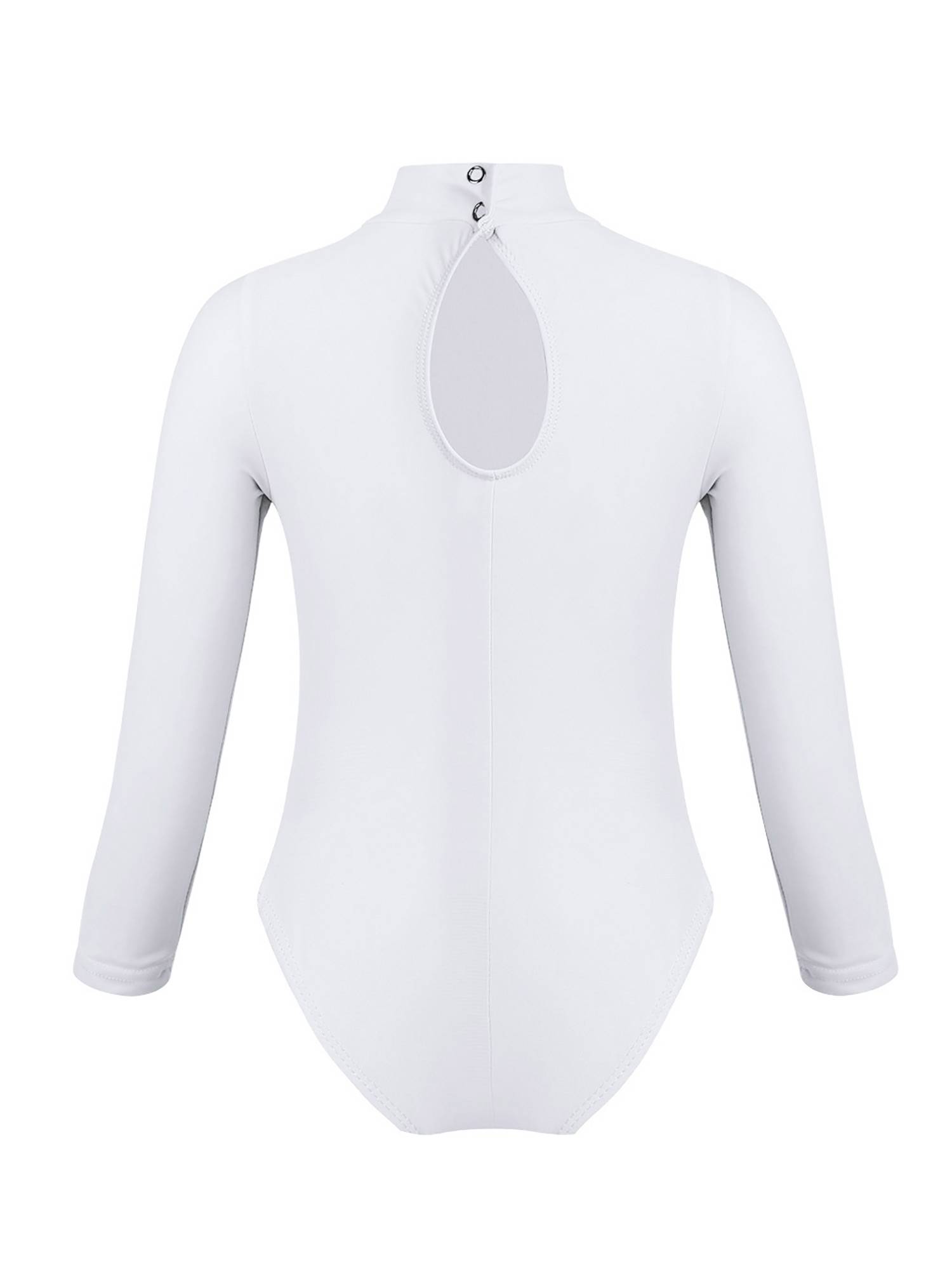 Kids Girls Long Sleeves Mock Neck Dance Leotard for Ballet Gymnastics