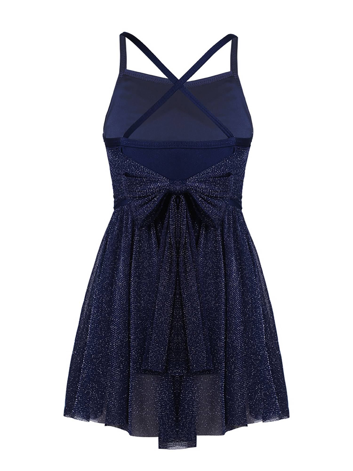 Kids Girls Glittery Mesh Lyrical Dance Gymnastics Leotard Dress