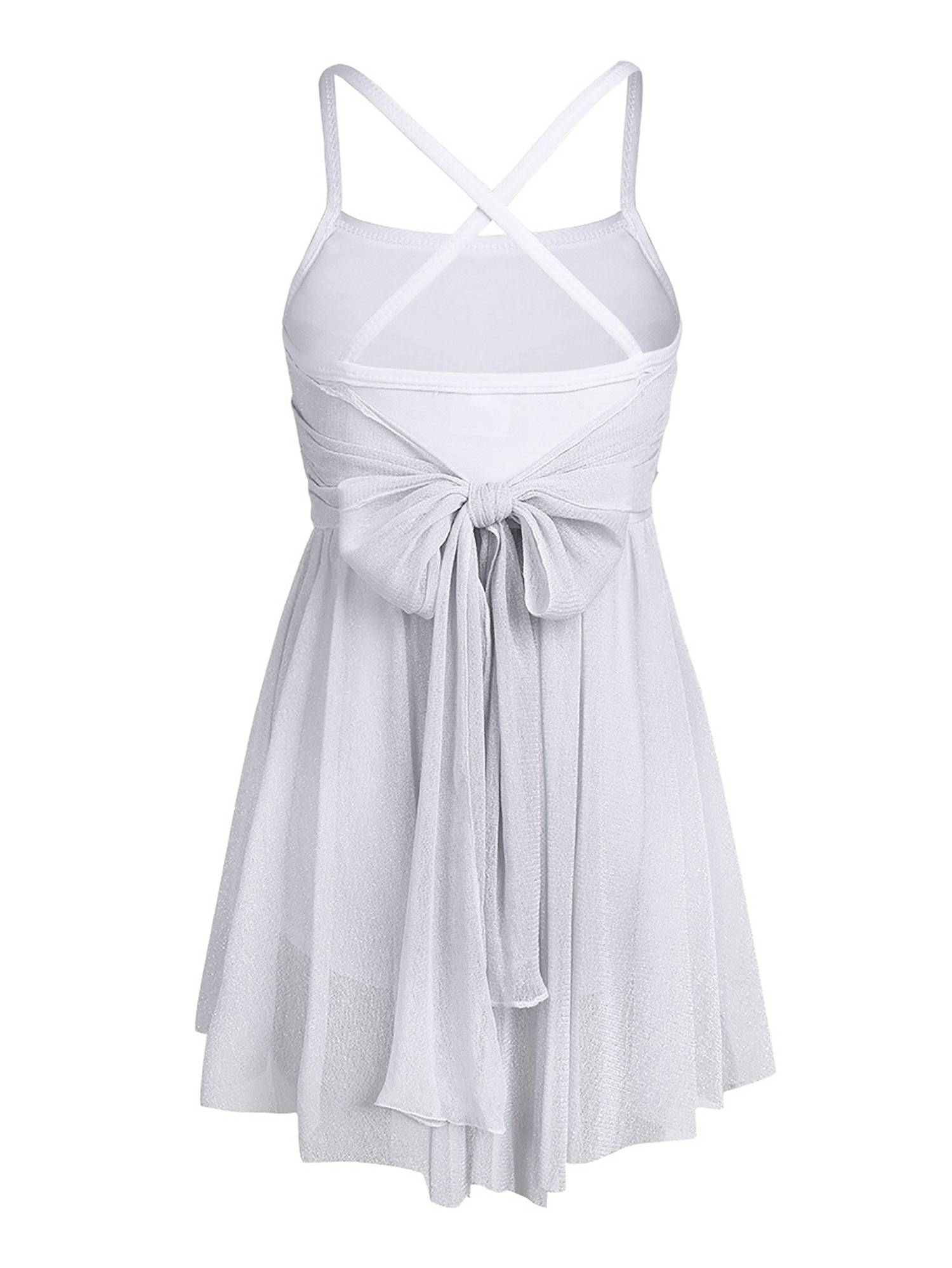 Kids Girls Glittery Mesh Lyrical Dance Gymnastics Leotard Dress