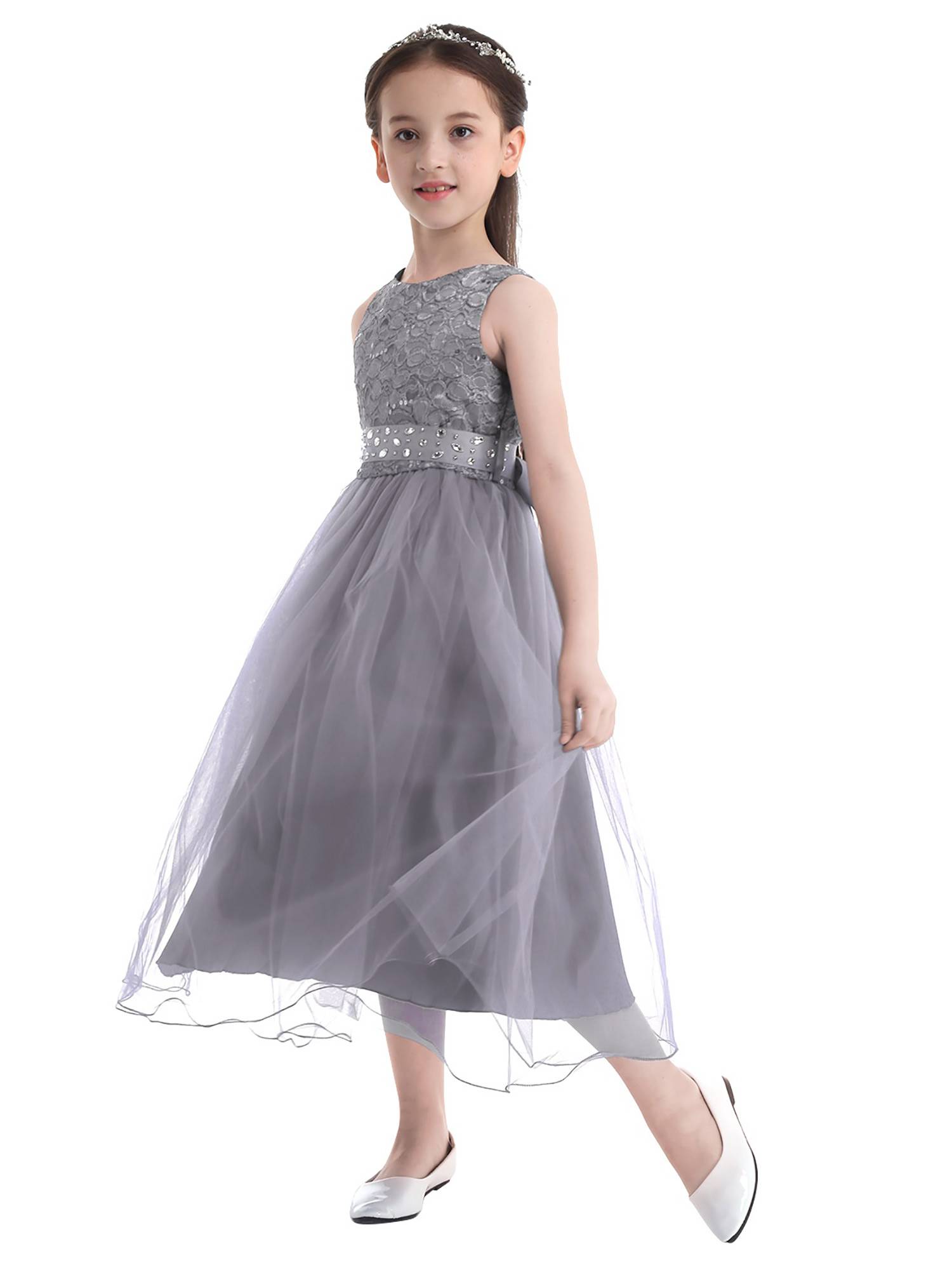 Toddler/Kids Girls Sequined Lace Mesh Flower Girl Dress