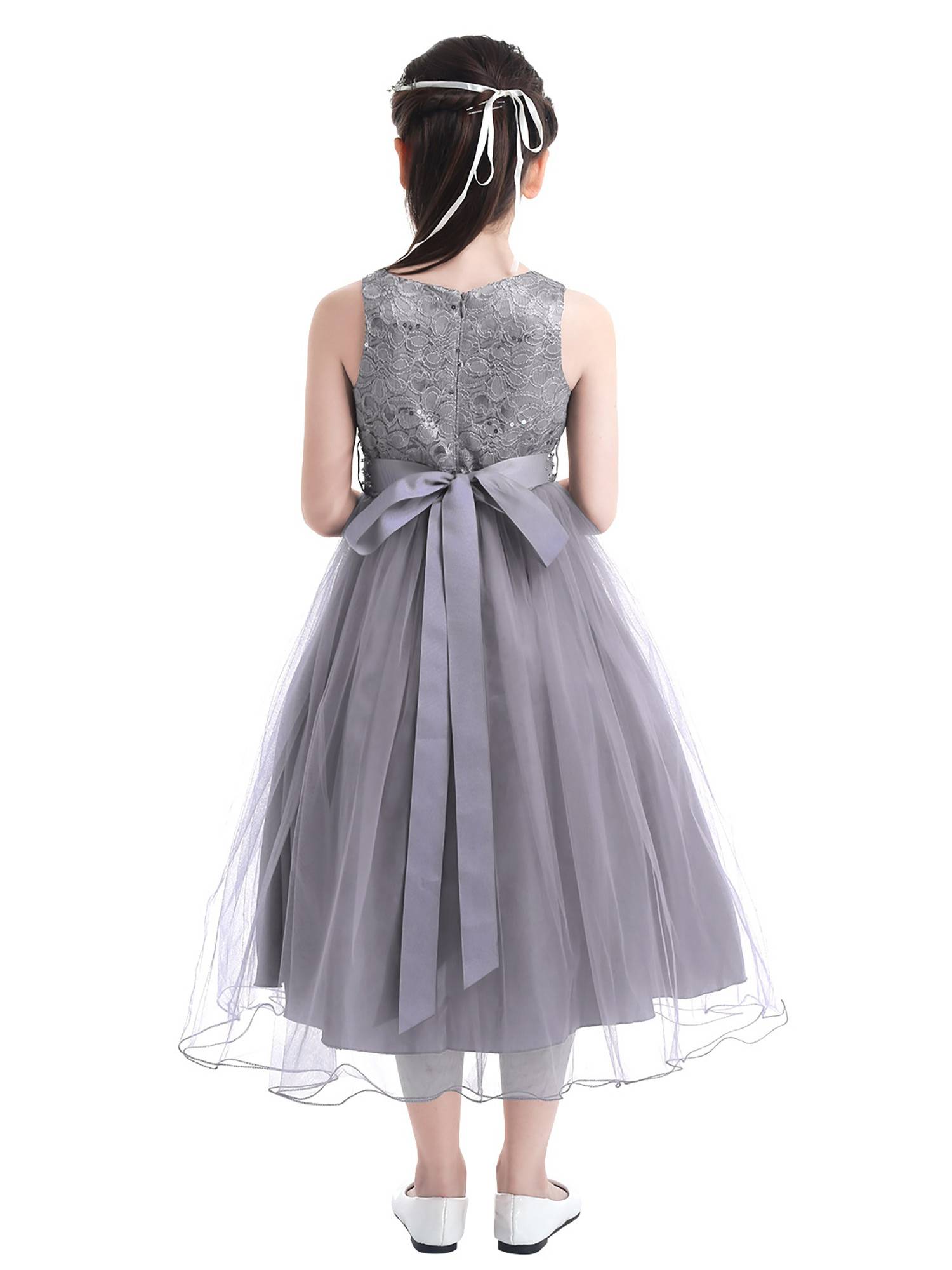 Toddler/Kids Girls Sequined Lace Mesh Flower Girl Dress