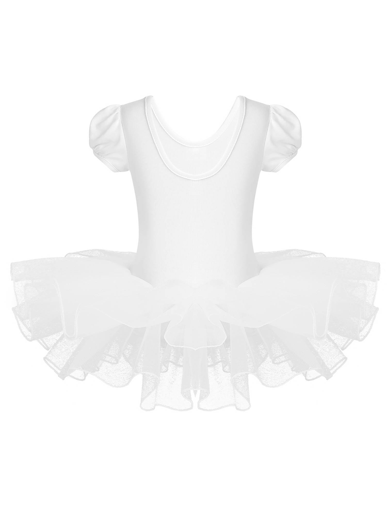 Toddler Girls Short Sleeves Rhinestones Ballet Dance Tutu Dress