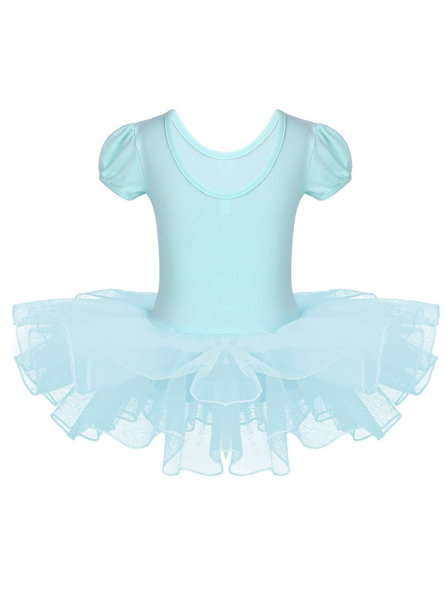 Toddler Girls Short Sleeves Rhinestones Ballet Dance Tutu Dress