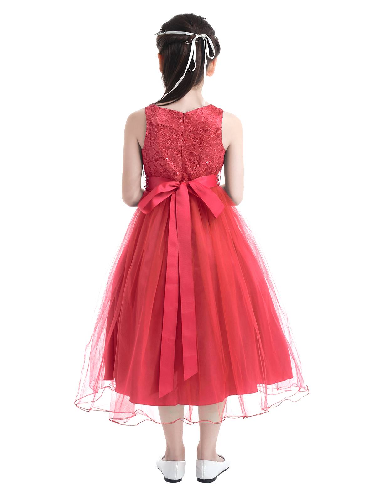 Toddler/Kids Girls Sequined Lace Mesh Flower Girl Dress