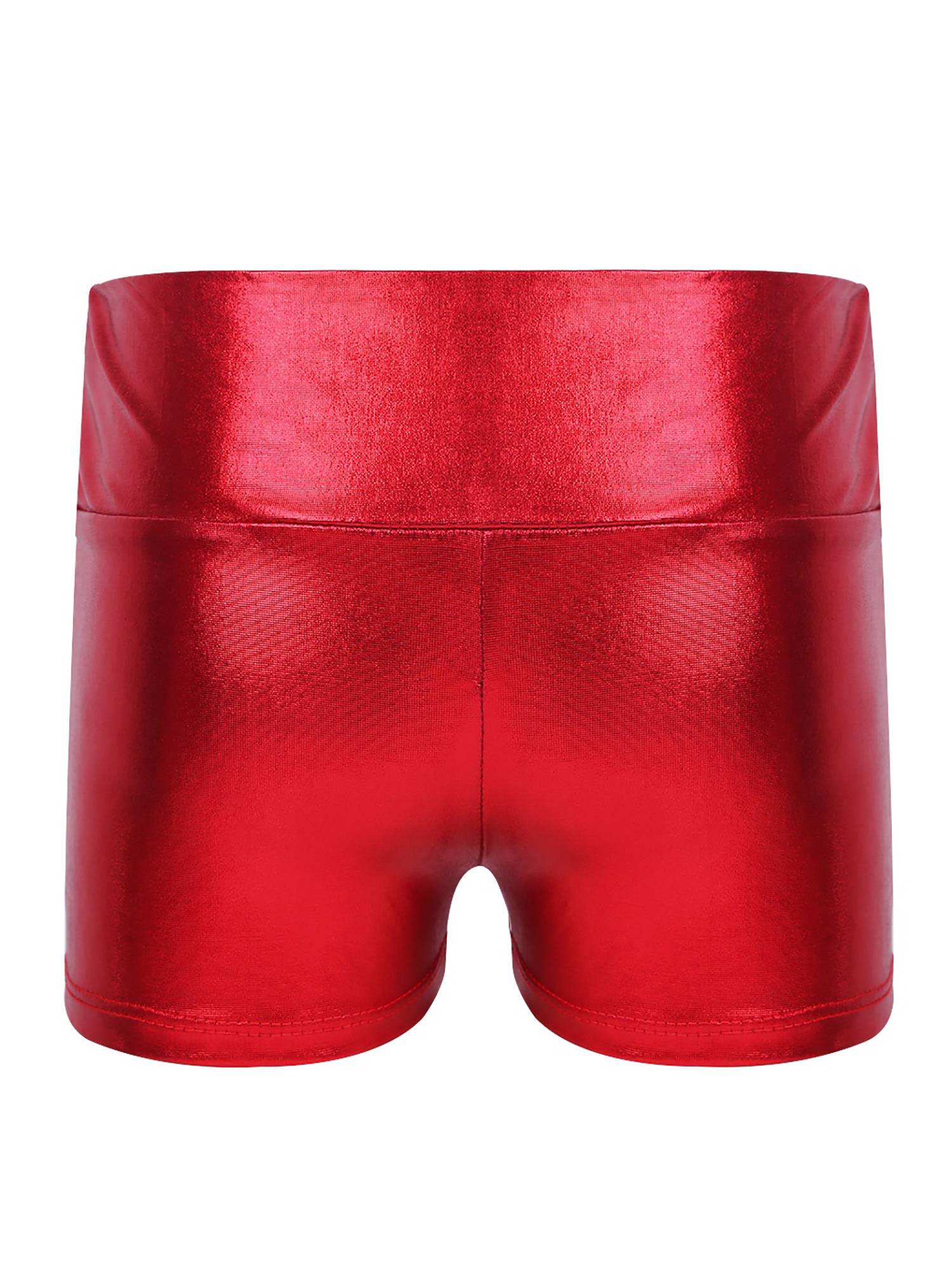 Kids Girls Metallic Shiny High Waist Gymnastic Shorts
