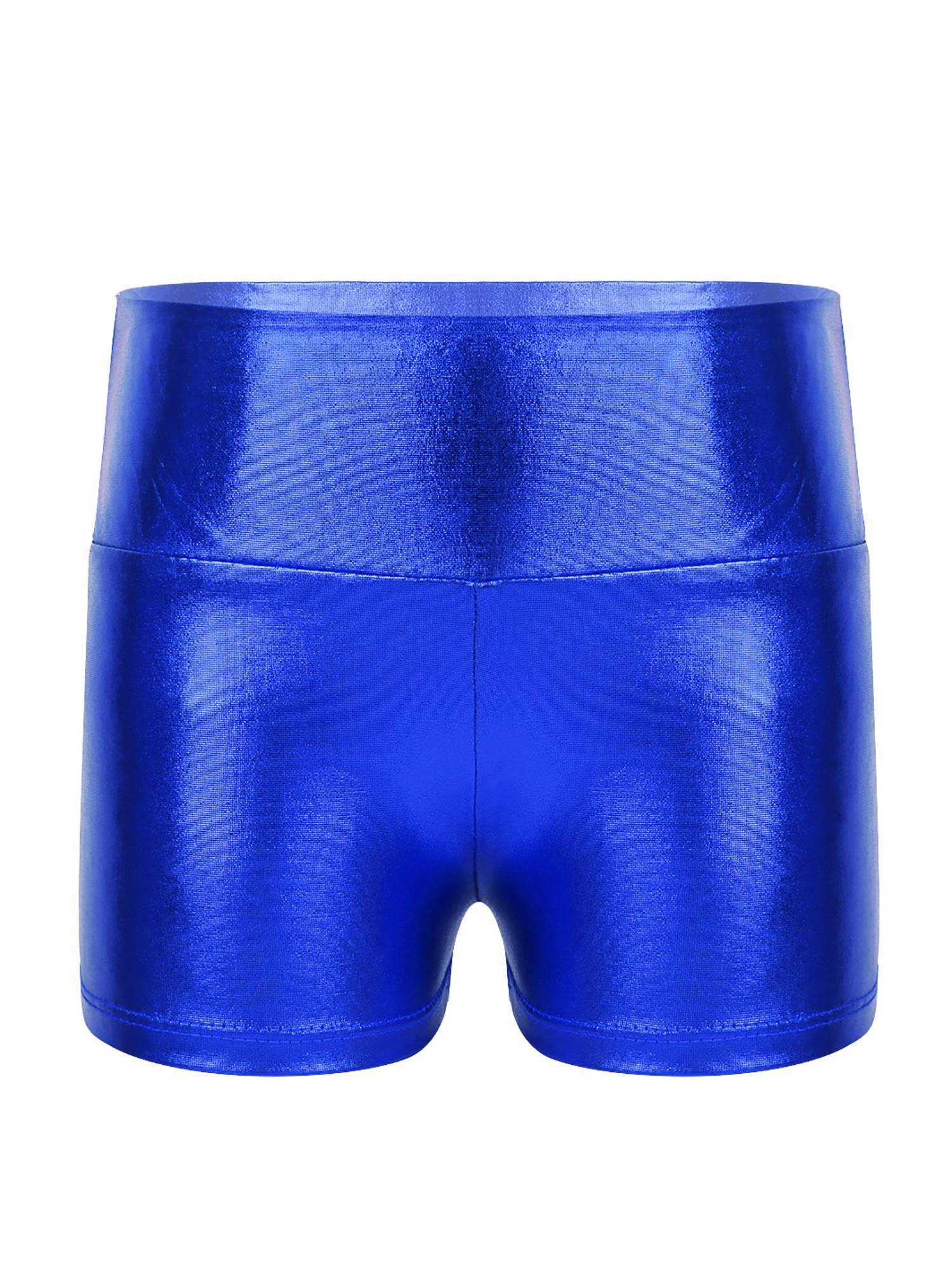 Kids Girls Metallic Shiny High Waist Gymnastic Shorts