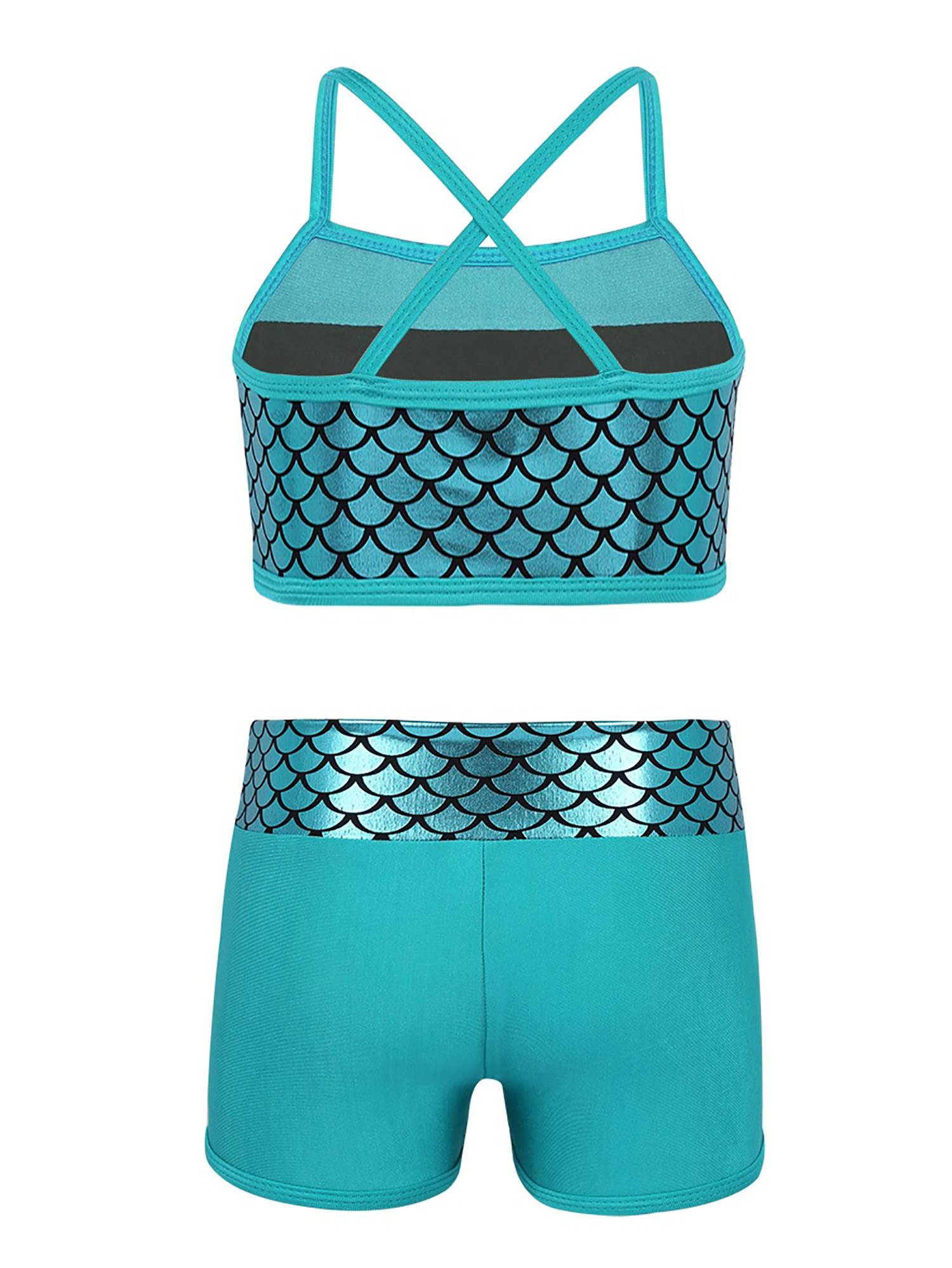 Kids Girls 2pcs Sequins Mermaid Scales Tank Top with Bottoms Set