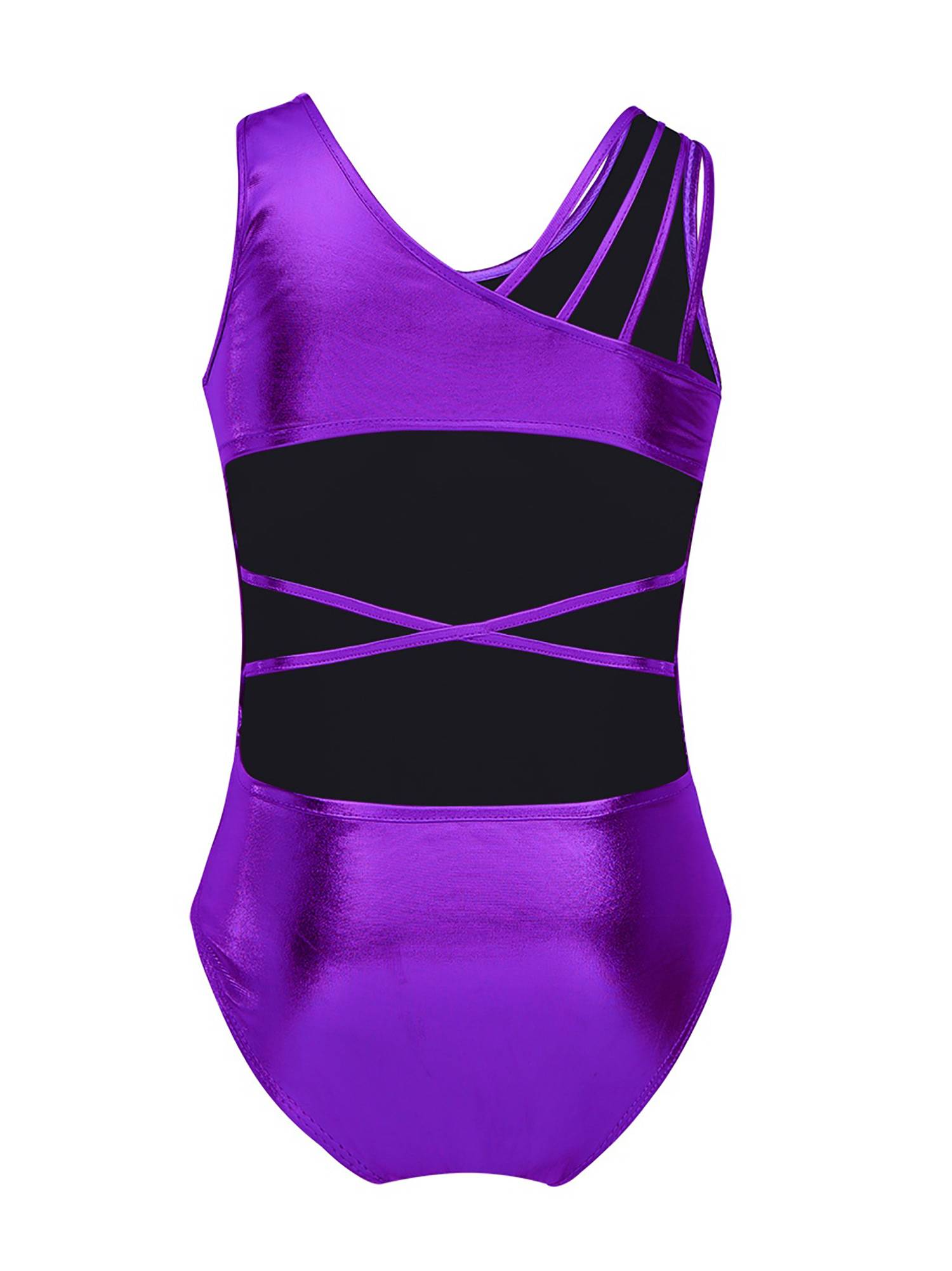 Kids Girls Sleeveless Glittery Ballet Dance Leotard
