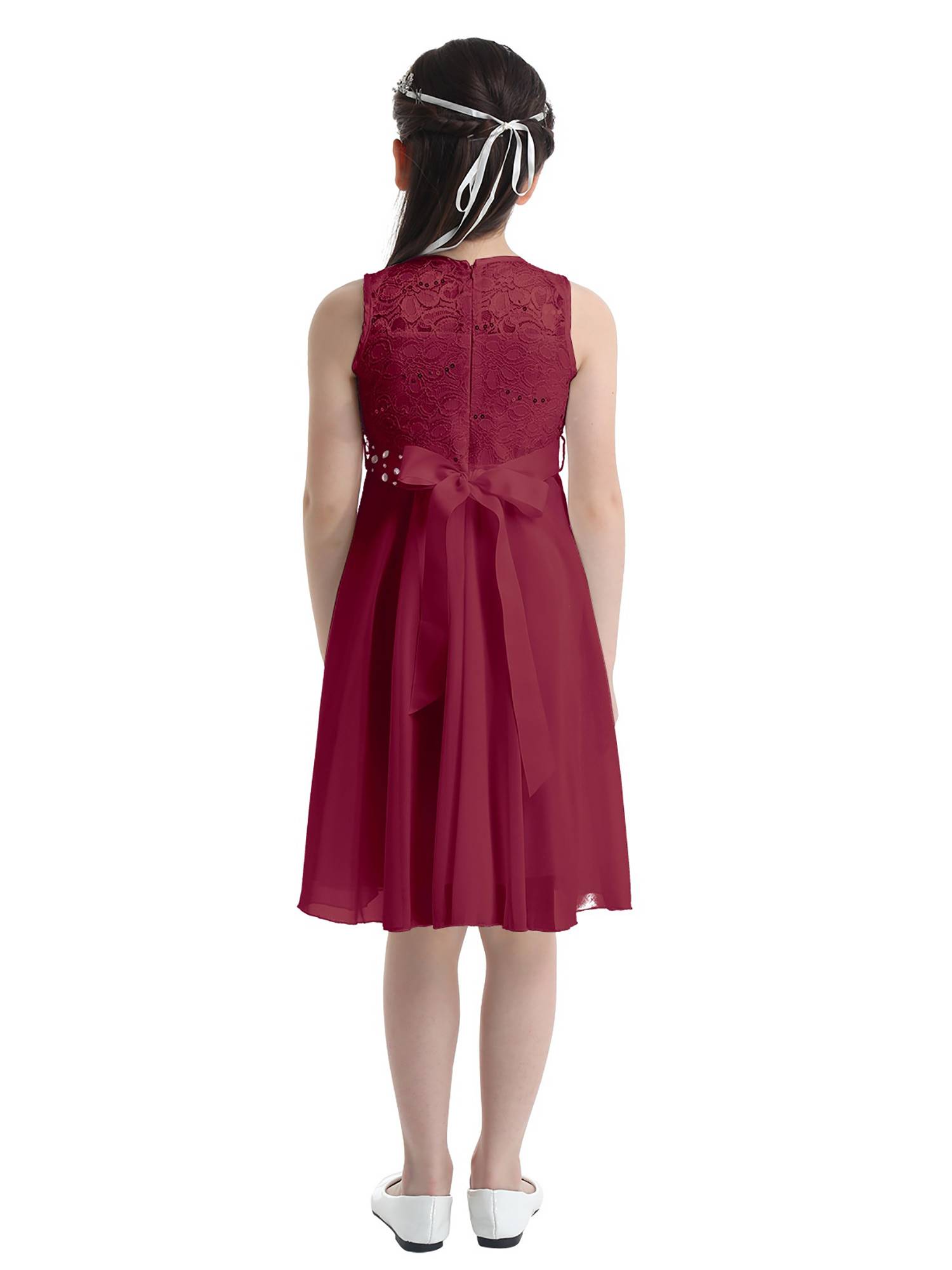 Girls Sequined Lace Chiffon Flower Girls Dresses