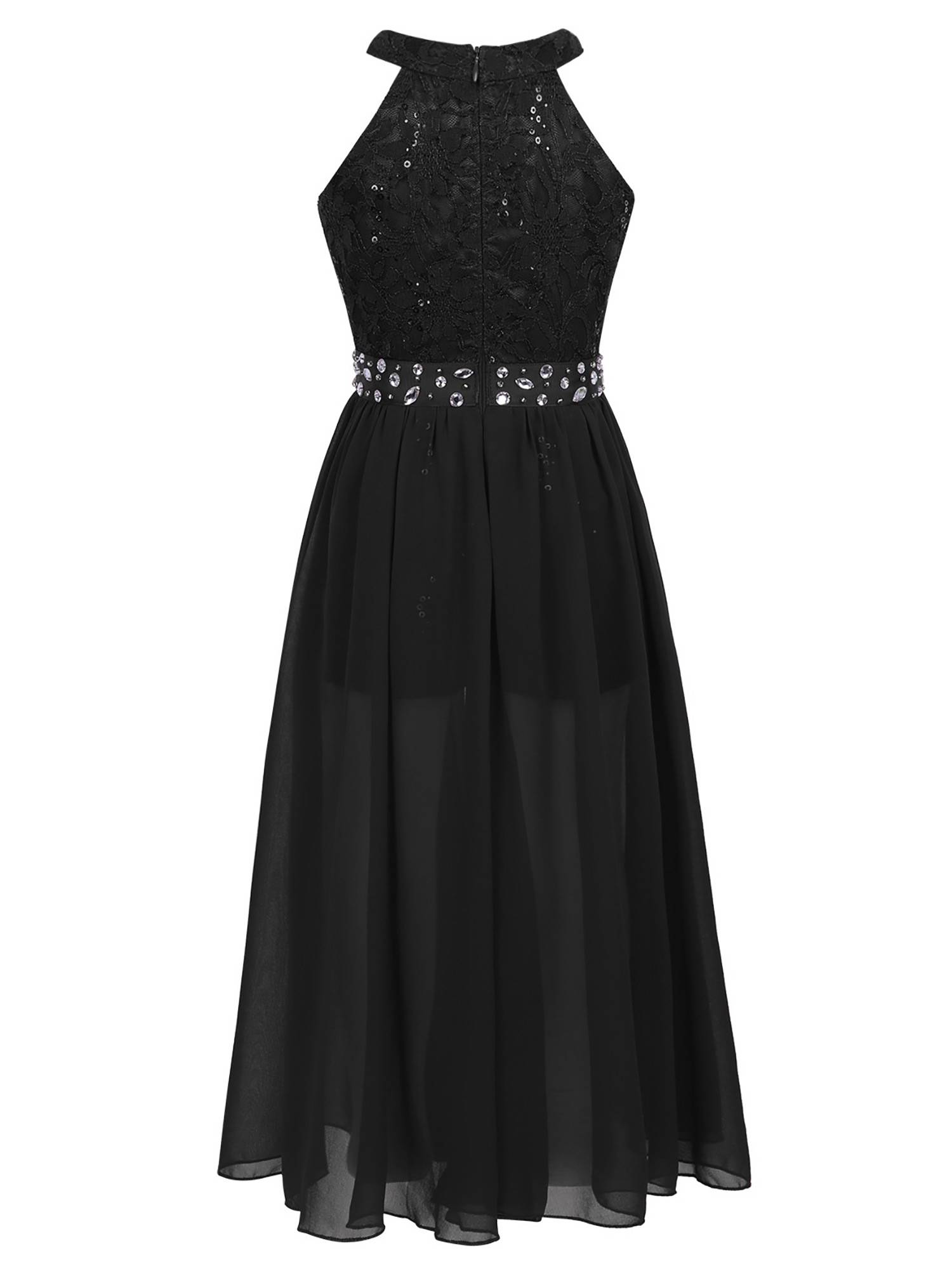 Girls Sleeveless Floral Lace Maxi Romper Prom Dress