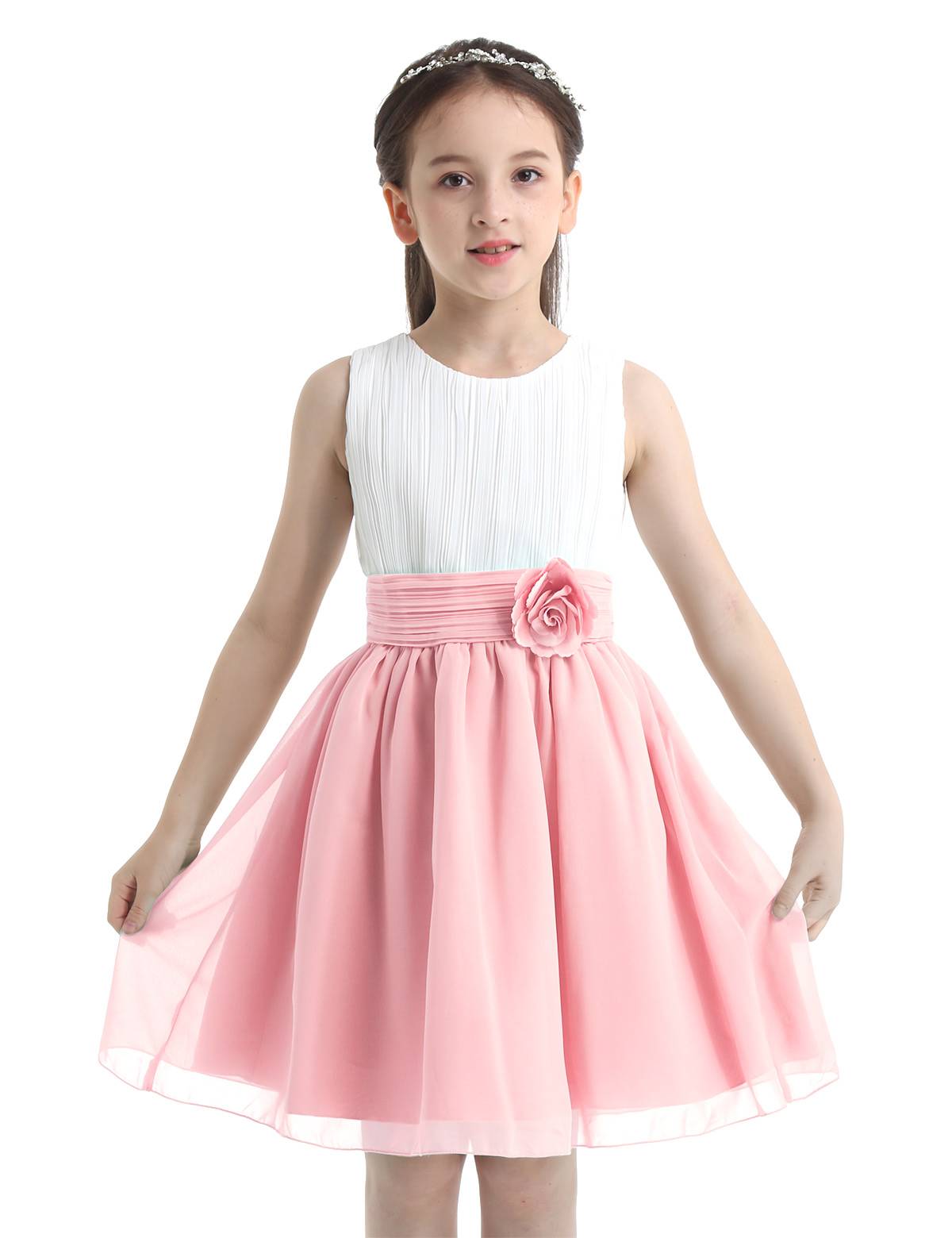 Kids Girls Colorblock Flower Girls Princess Dresses