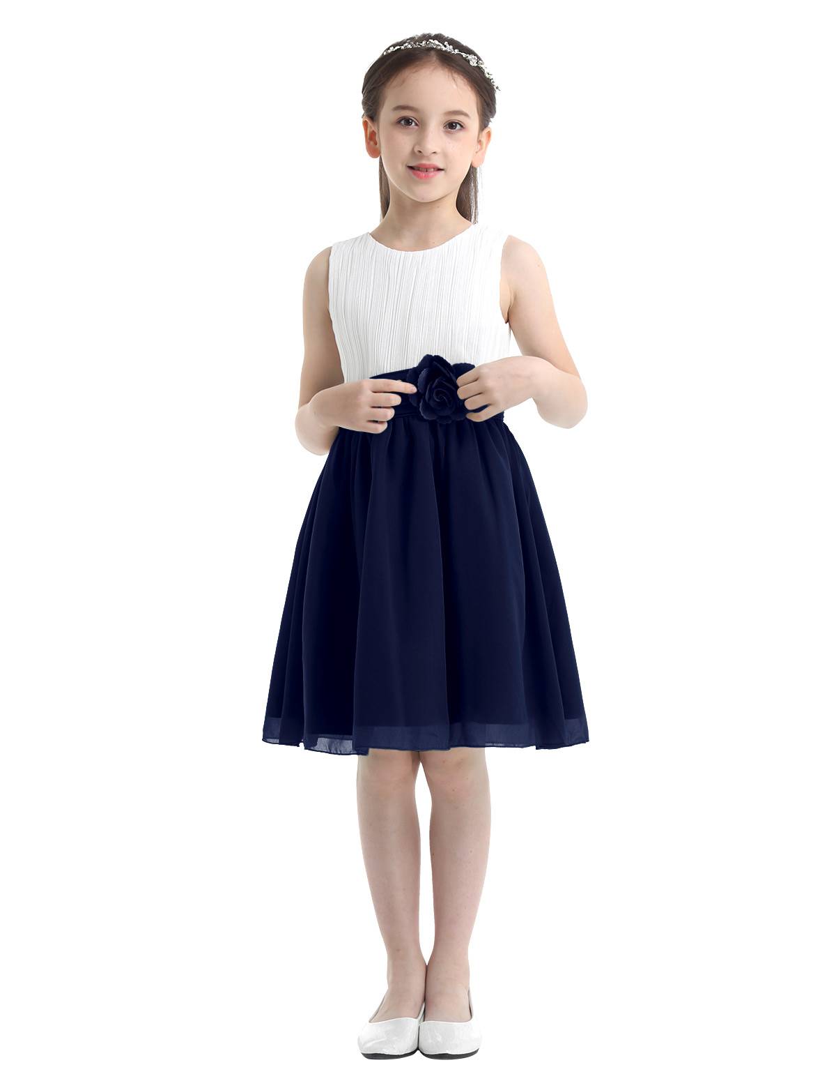 Kids Girls Colorblock Flower Girls Princess Dresses