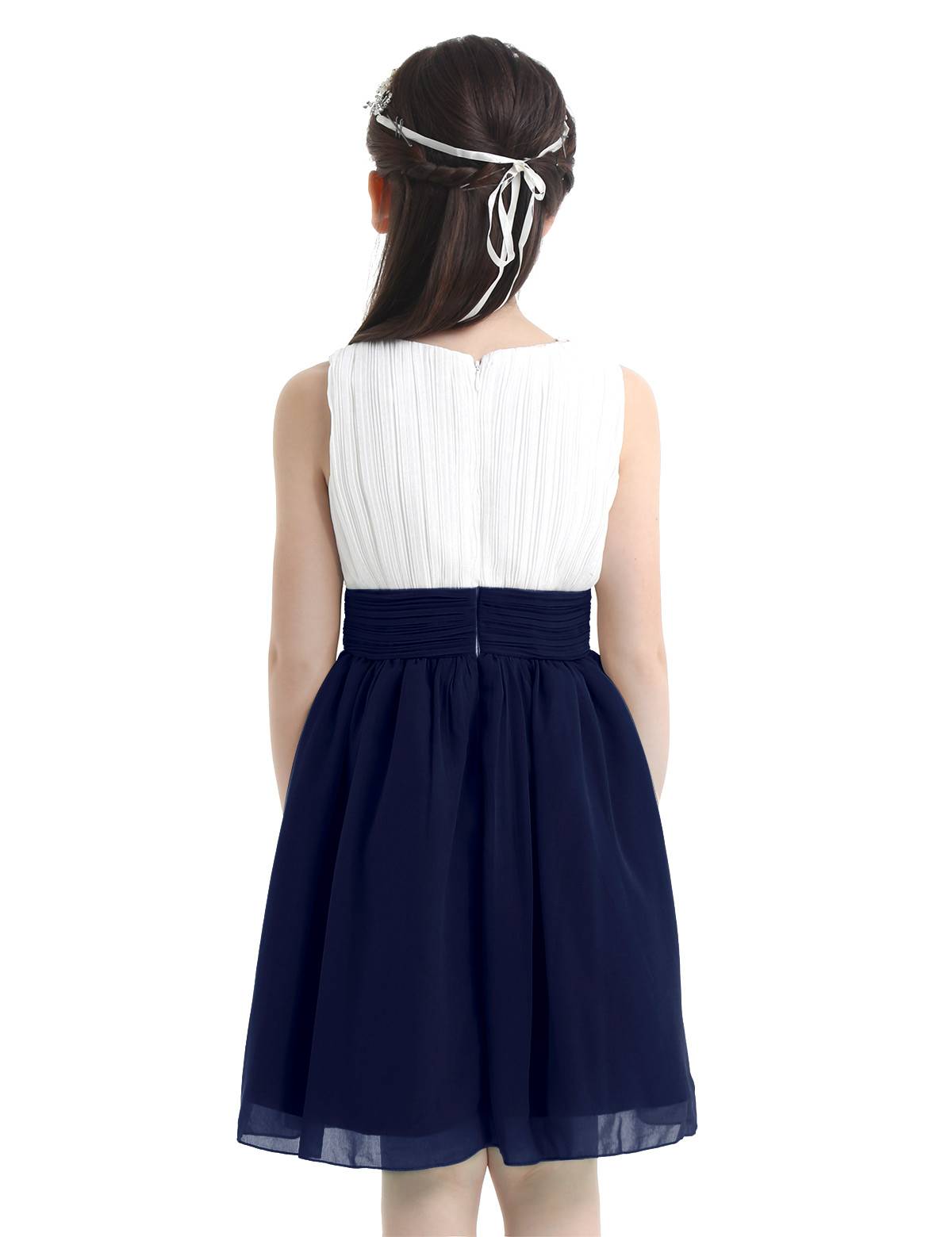 Kids Girls Colorblock Flower Girls Princess Dresses