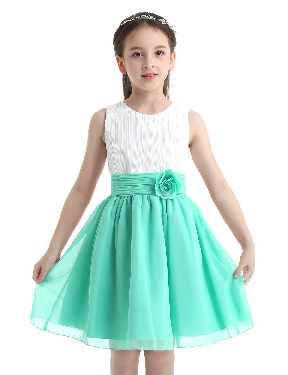 Kids Girls Colorblock Flower Girls Princess Dresses