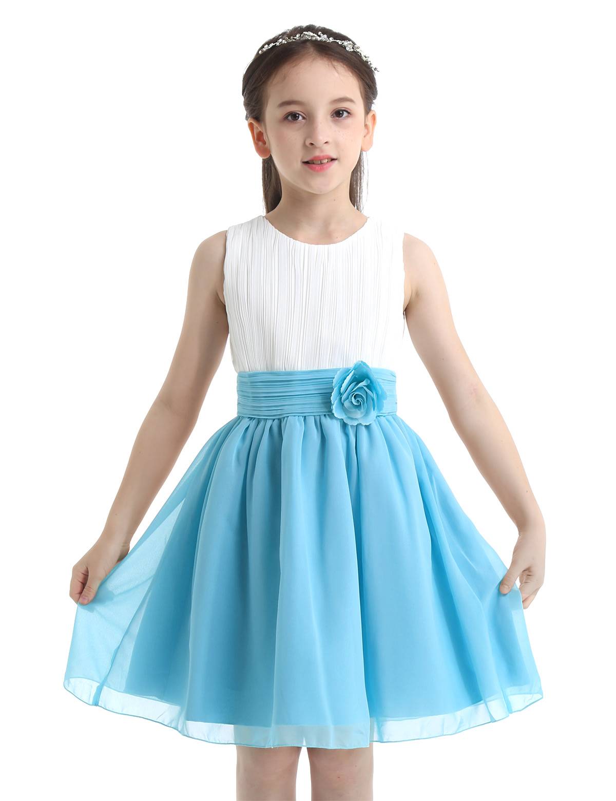 Kids Girls Colorblock Flower Girls Princess Dresses