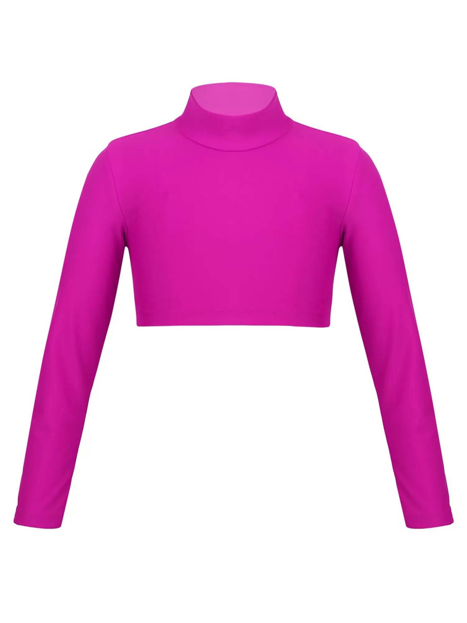 Kids Girls Solid Long Sleeves Crop Top