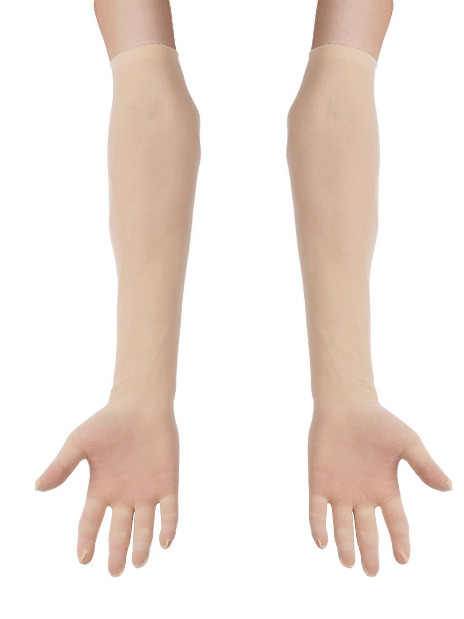 Women 1 Pair See Through Full Finger Long Gloves for Sun Protection