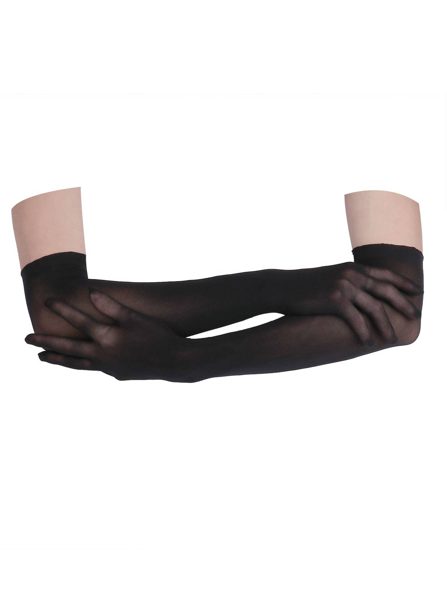 Women 1 Pair See Through Full Finger Long Gloves for Sun Protection