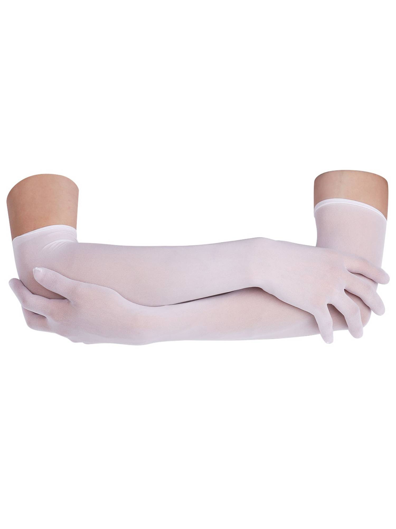 Women 1 Pair See Through Full Finger Long Gloves for Sun Protection