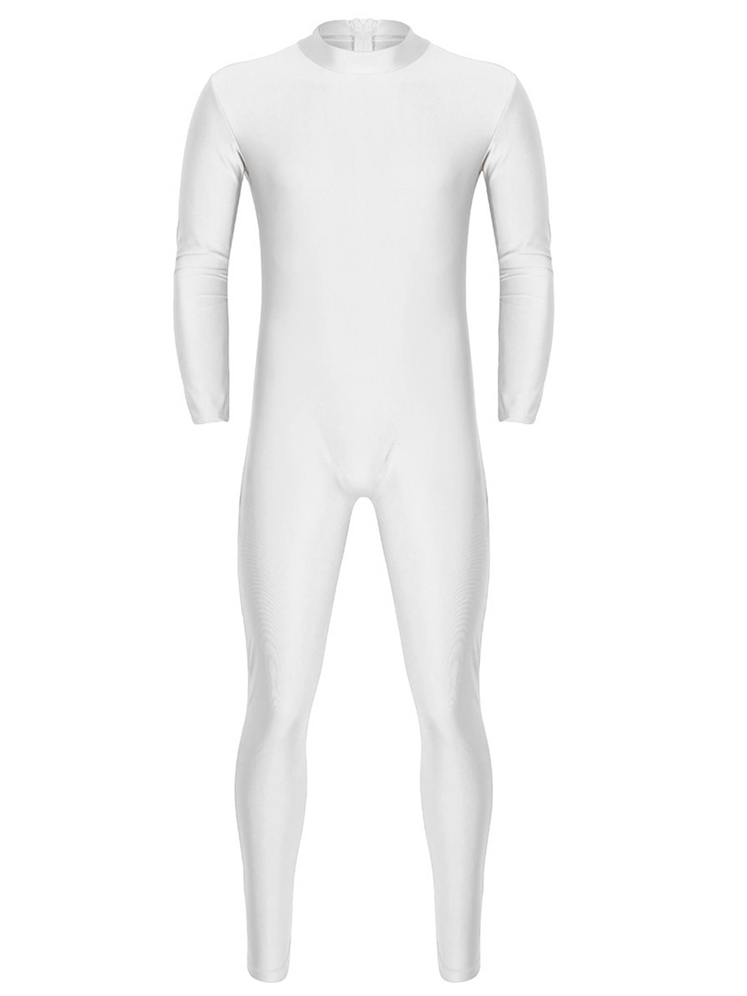 Men One Piece Long Sleeve Slim Fit Solid Gymnastics Unitard