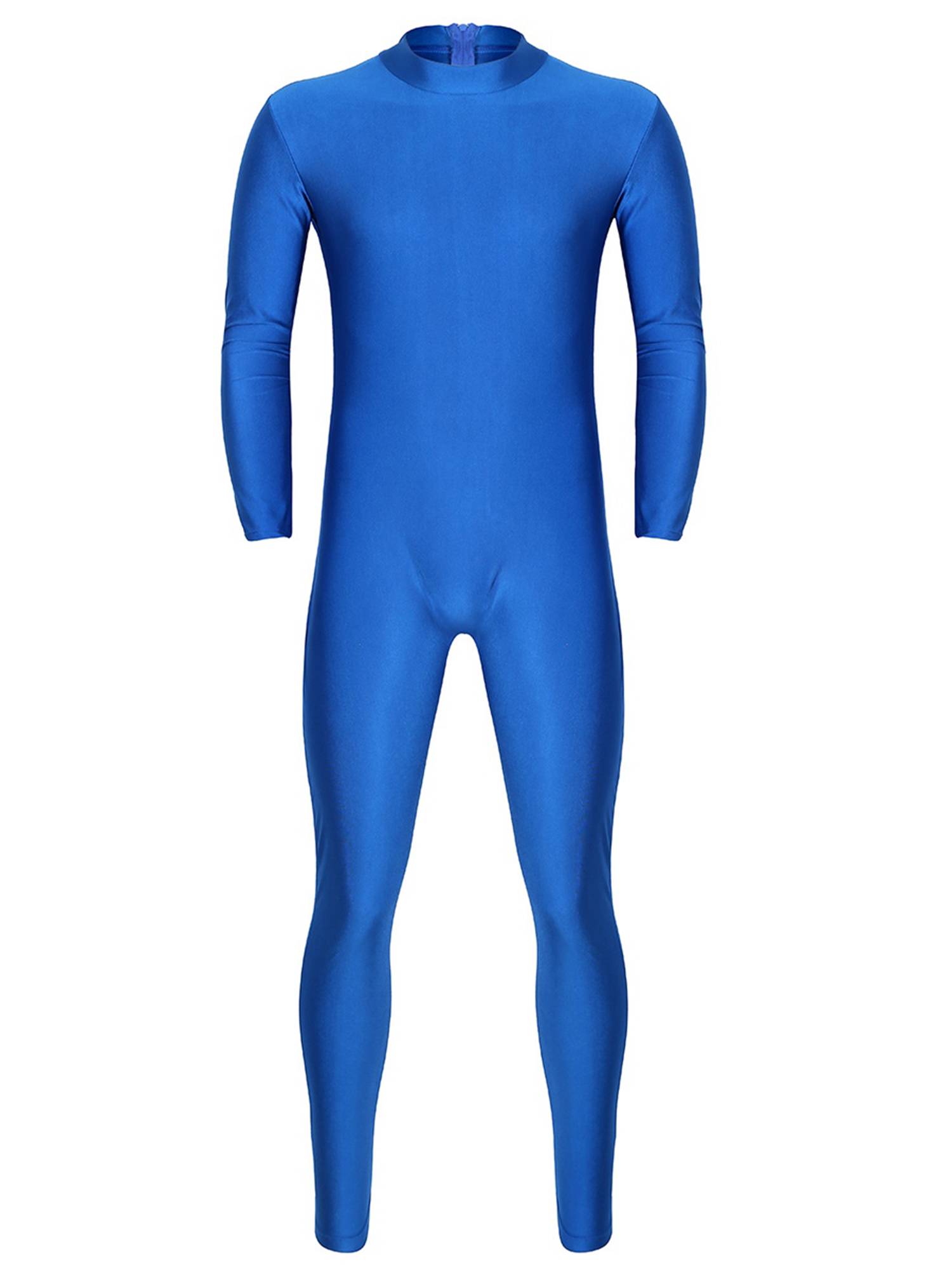 Men One Piece Long Sleeve Slim Fit Solid Gymnastics Unitard