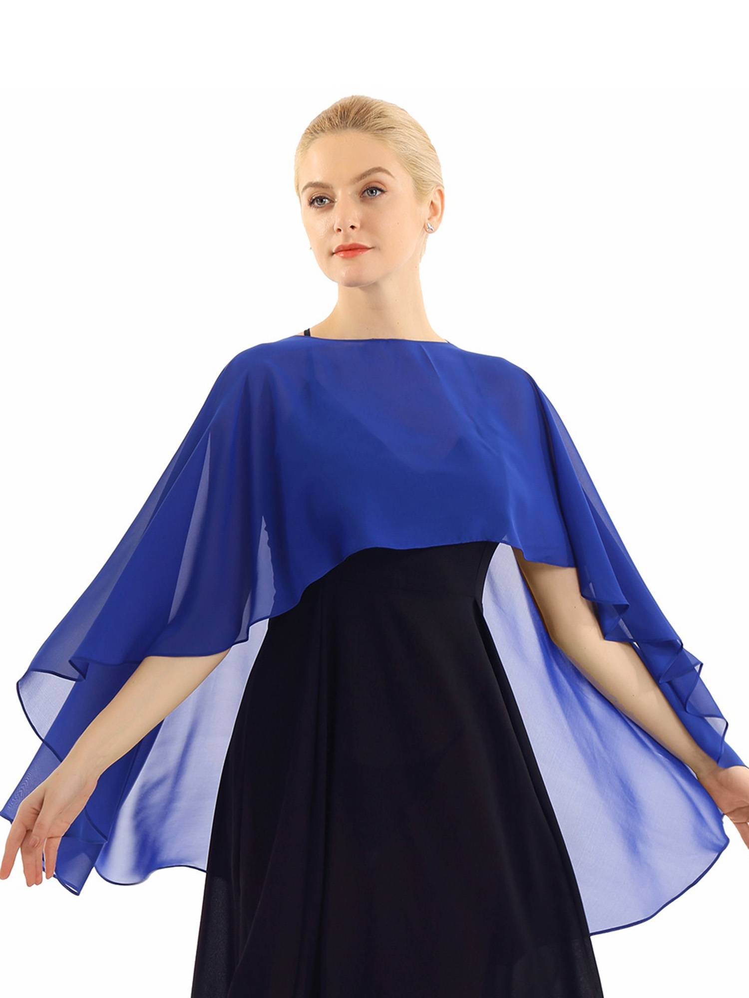 Women Chiffon High Low Shawl Wedding Capes Shrug