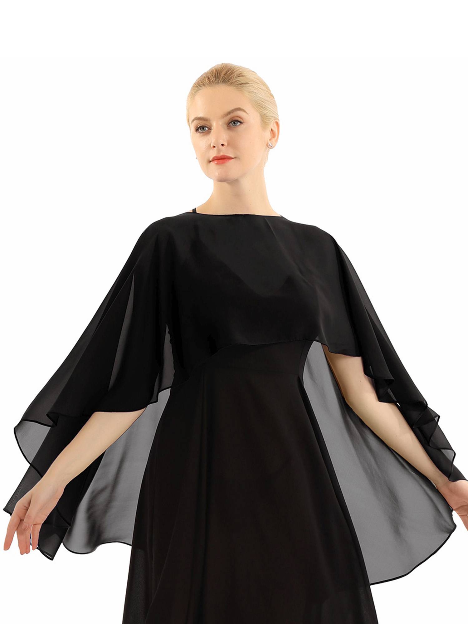 Women Chiffon High Low Shawl Wedding Capes Shrug
