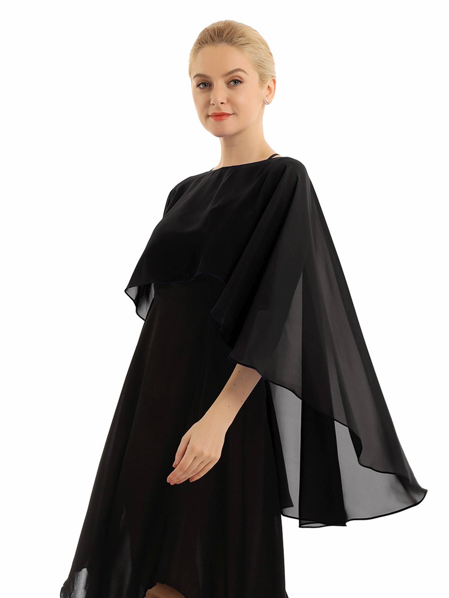Women Chiffon High Low Shawl Wedding Capes Shrug