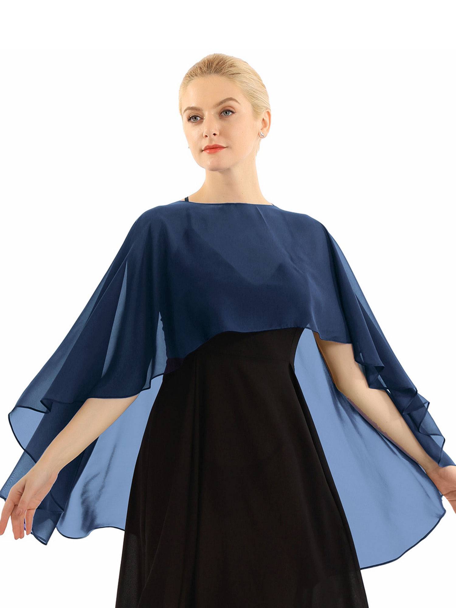 Women Chiffon High Low Shawl Wedding Capes Shrug
