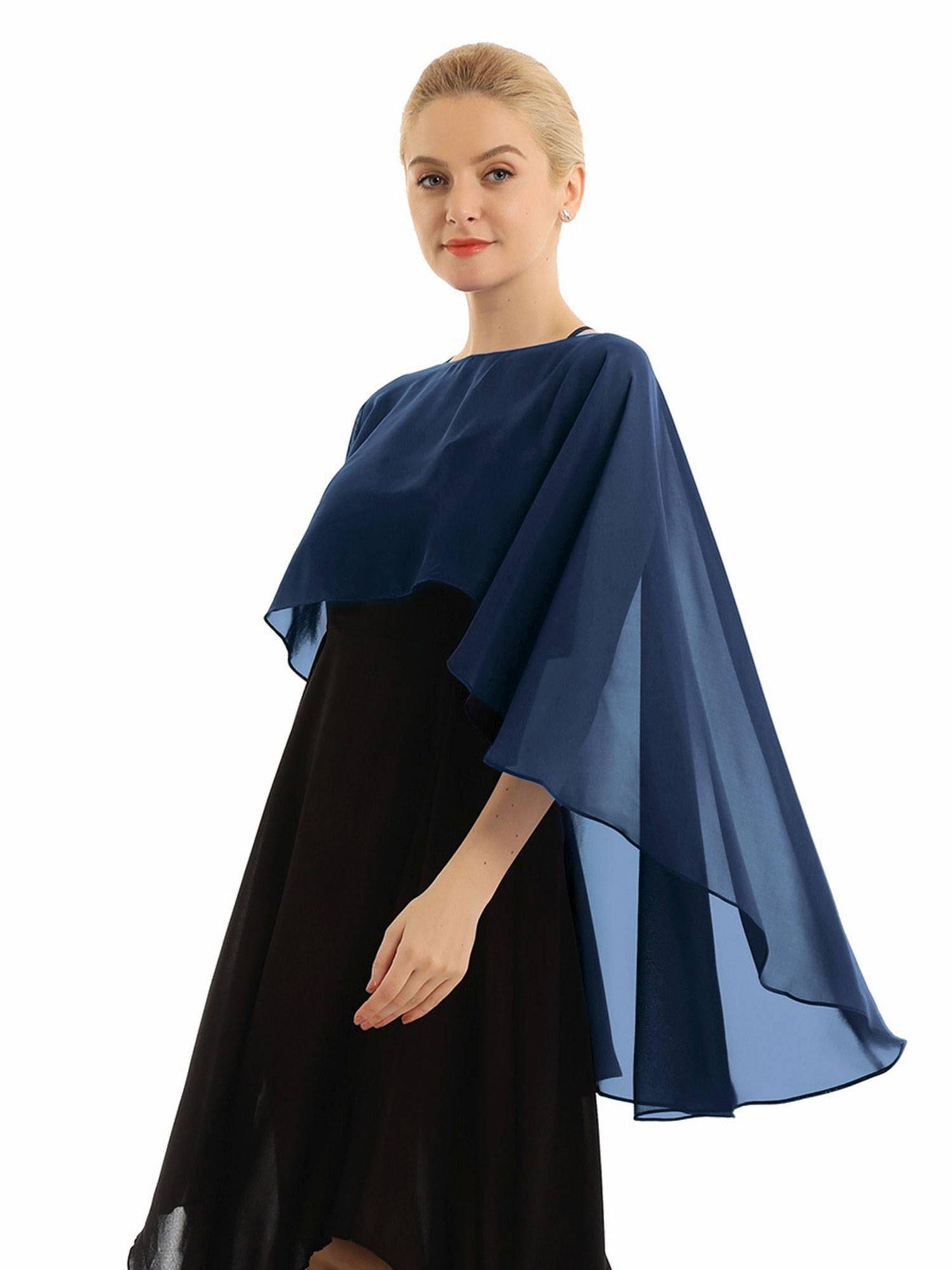 Women Chiffon High Low Shawl Wedding Capes Shrug