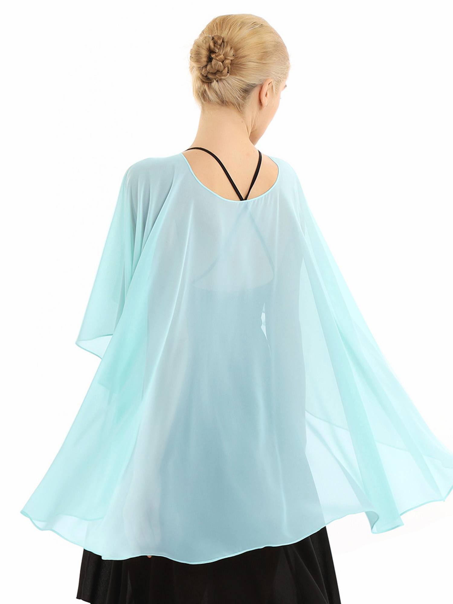 Women Chiffon High Low Shawl Wedding Capes Shrug