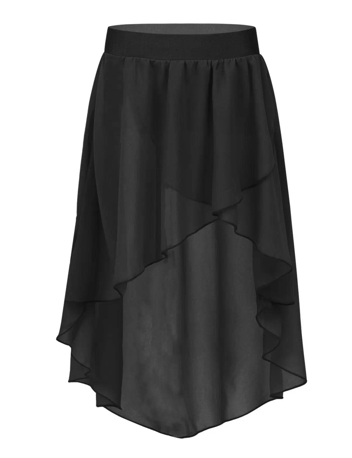 Kids Girls High-Low Chiffon Jazz Dance Studio Practice Skirt