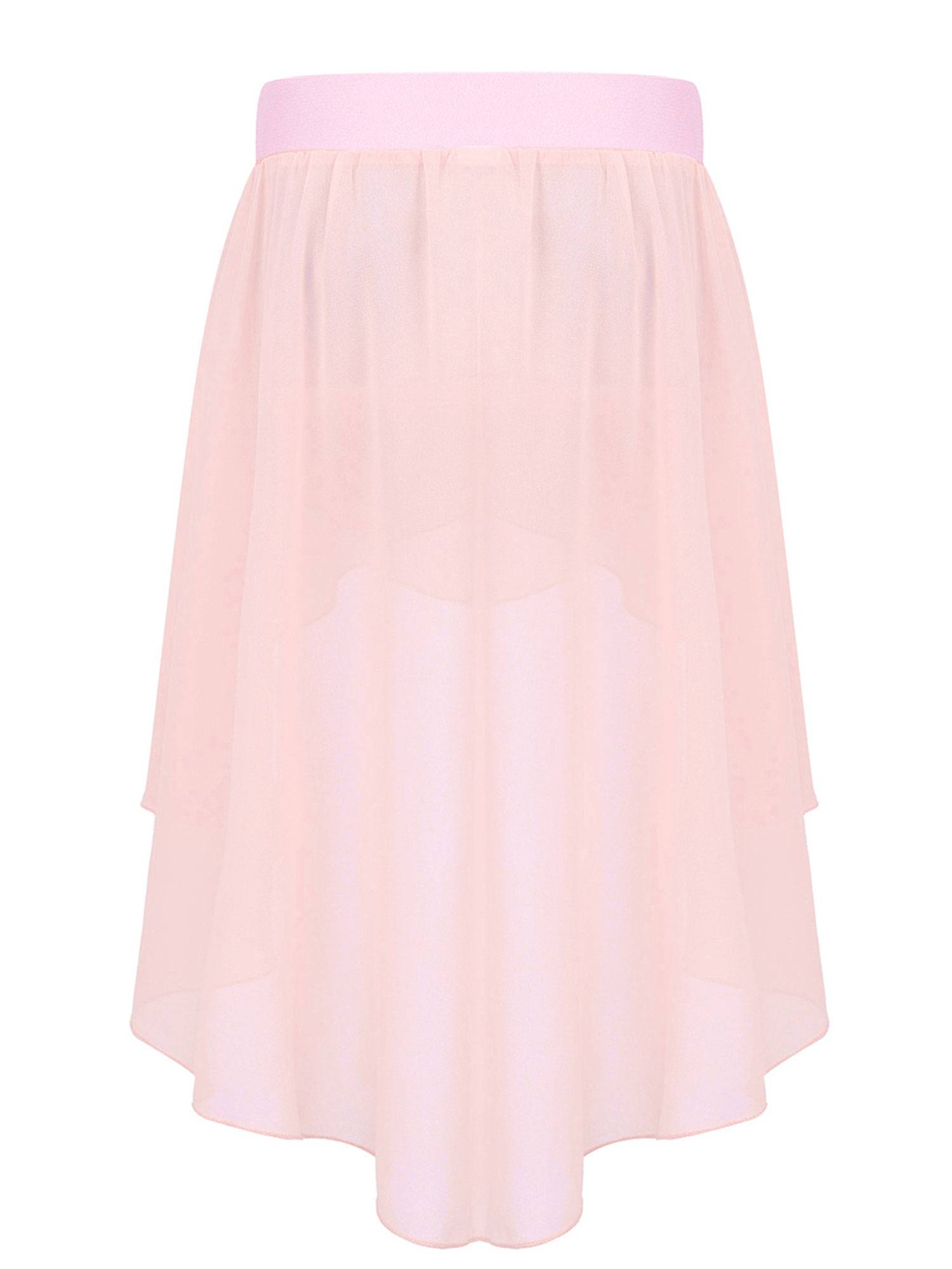 Kids Girls High-Low Chiffon Jazz Dance Studio Practice Skirt