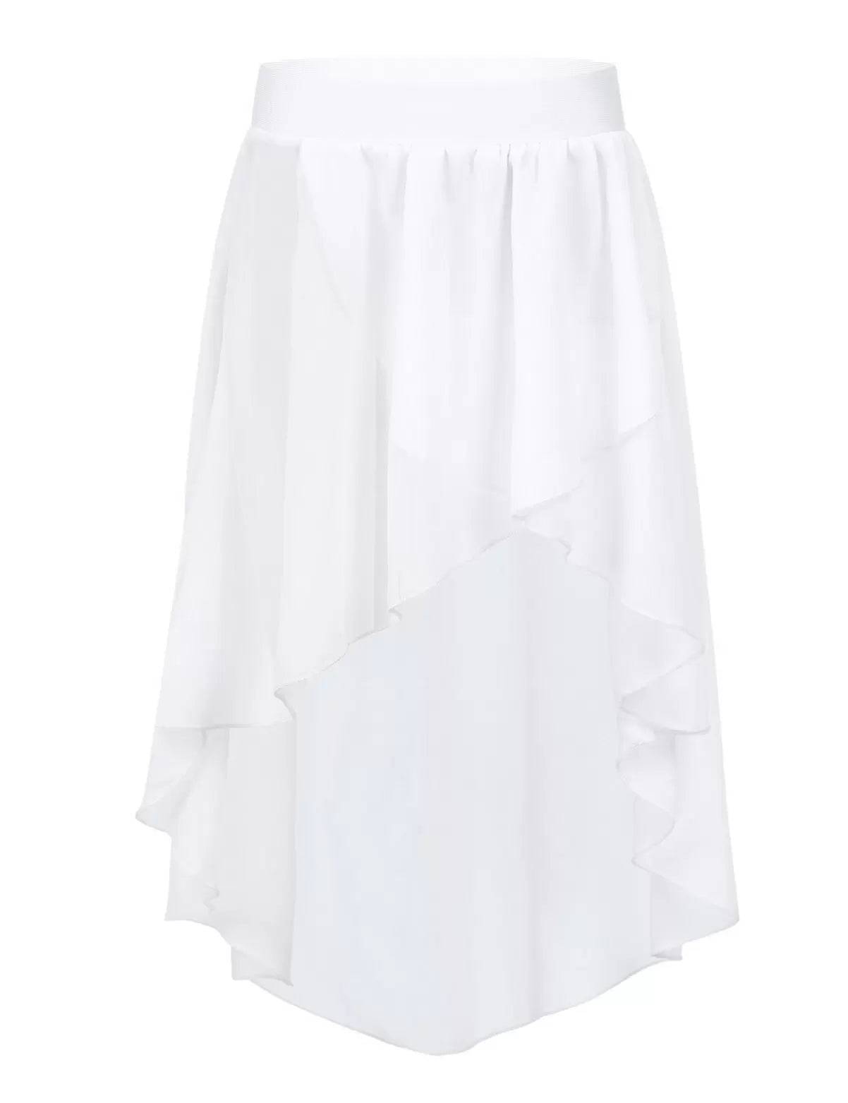 Kids Girls High-Low Chiffon Jazz Dance Studio Practice Skirt