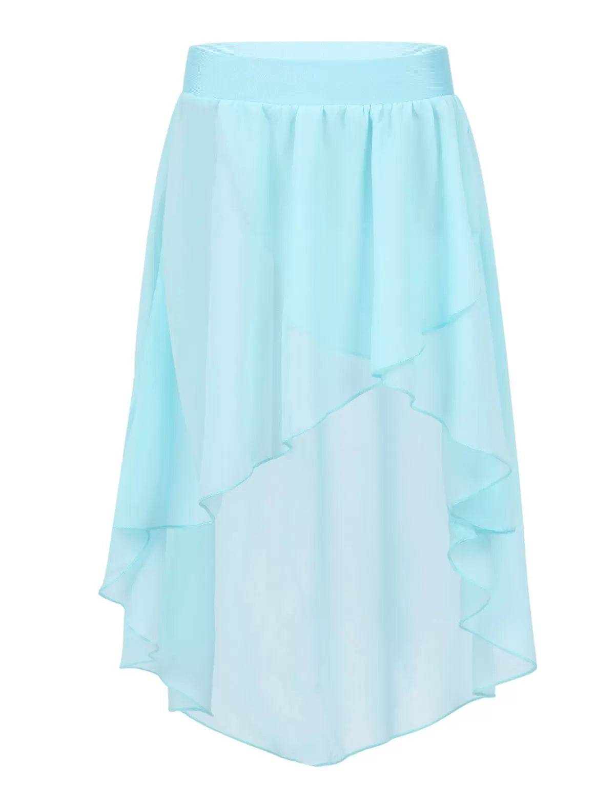 Kids Girls High-Low Chiffon Jazz Dance Studio Practice Skirt