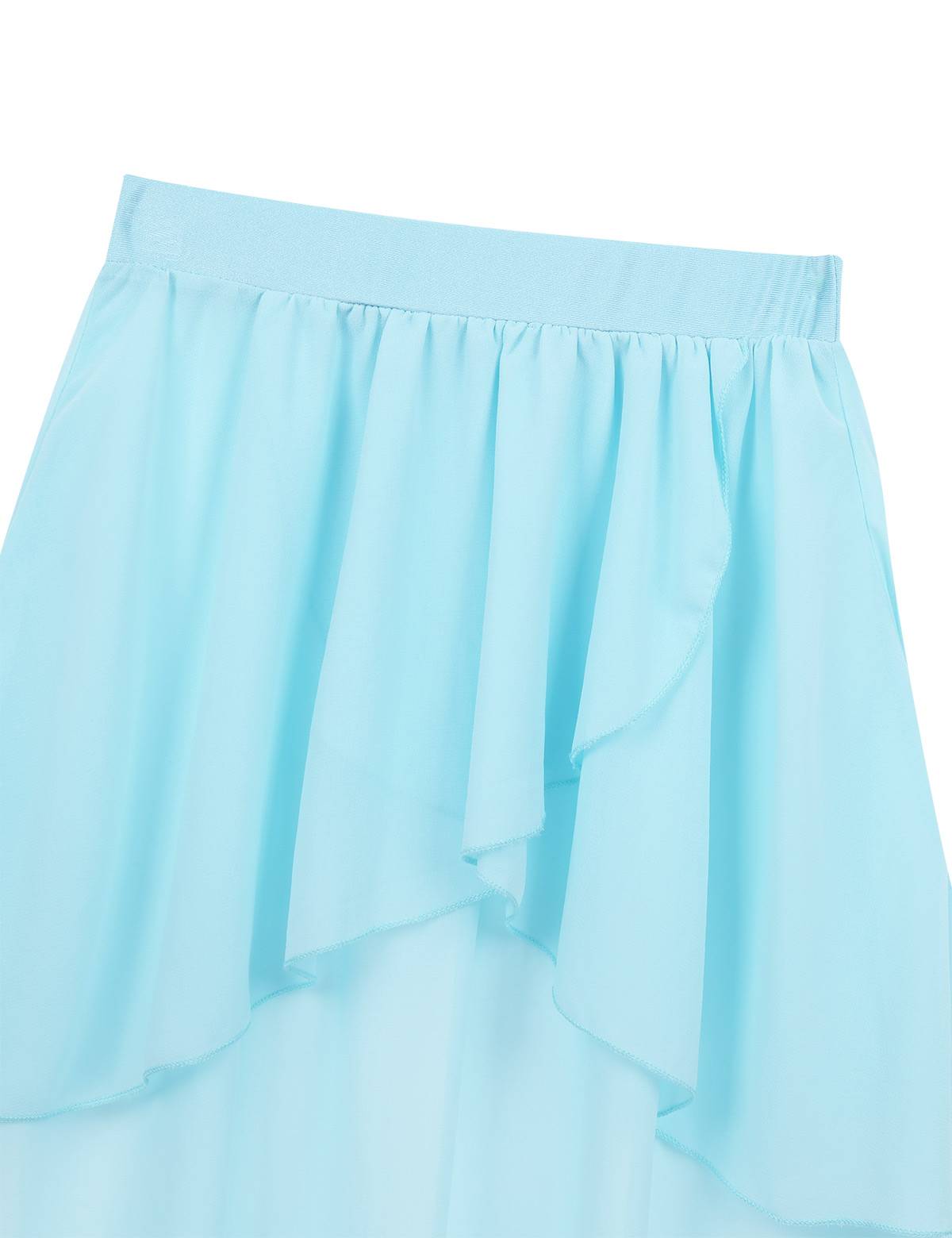 Kids Girls High-Low Chiffon Jazz Dance Studio Practice Skirt