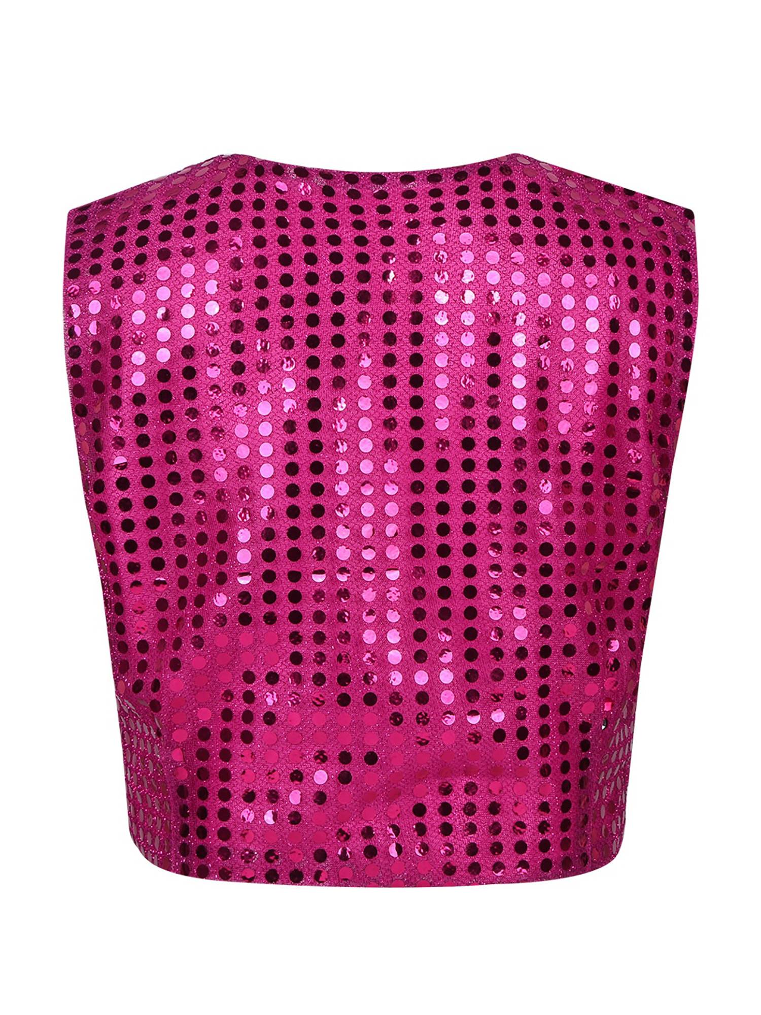 Kids Boys Glittery Sequin Jazz Dance Vest Waistcoat