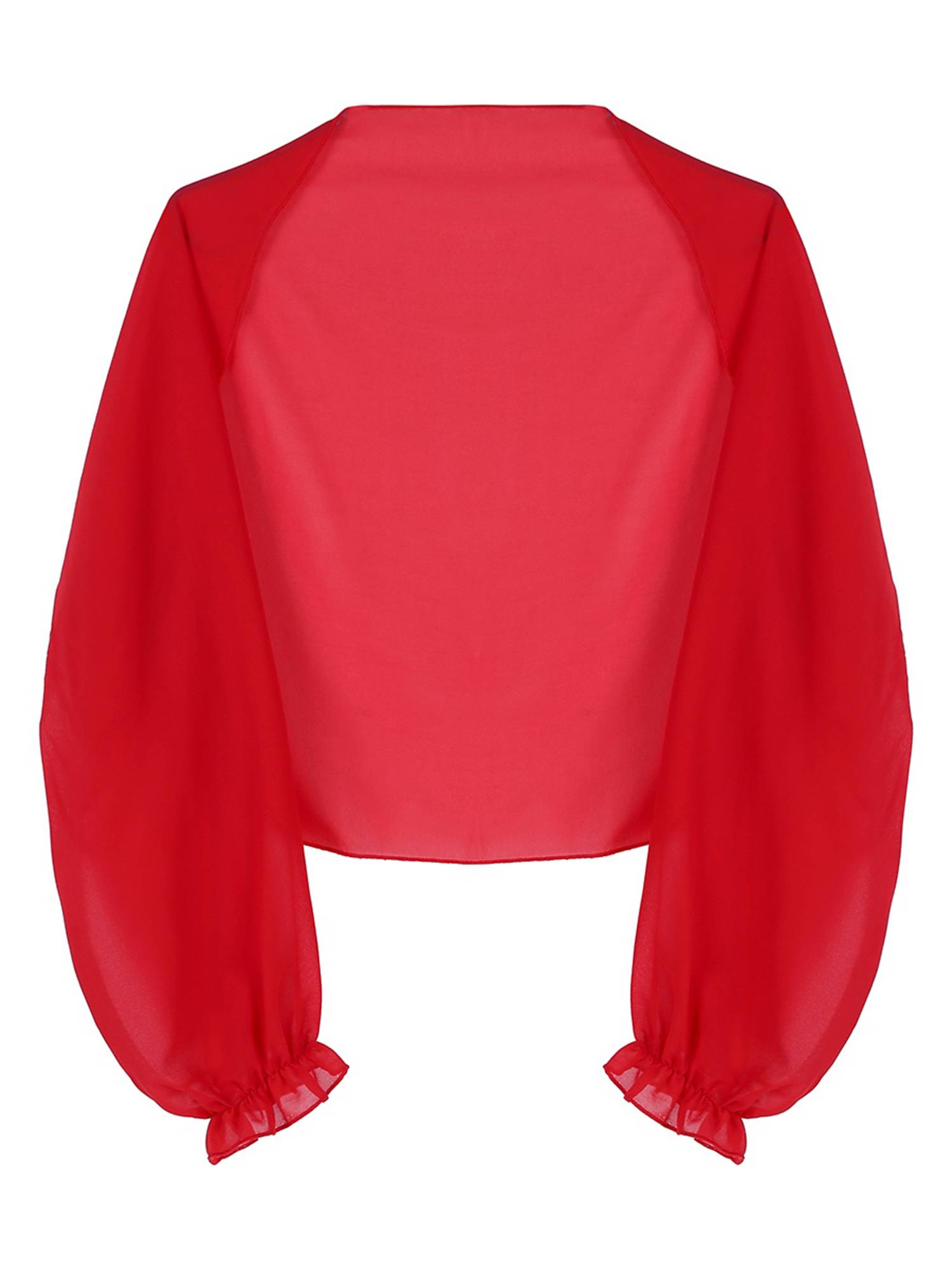 Women Sheer Chiffon Long Raglan Sleeve Open Front Kimono Cardigan