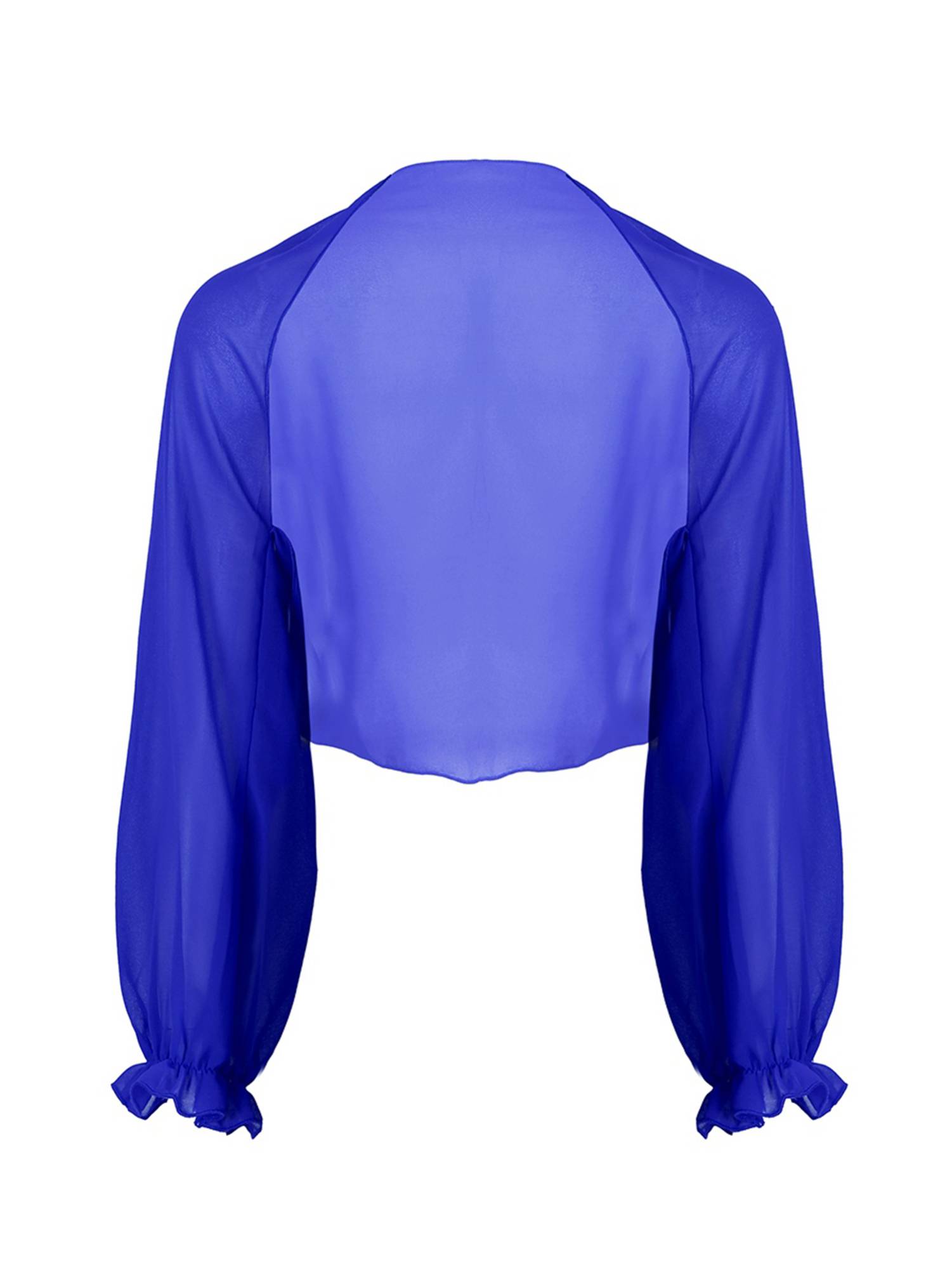 Women Sheer Chiffon Long Raglan Sleeve Open Front Kimono Cardigan