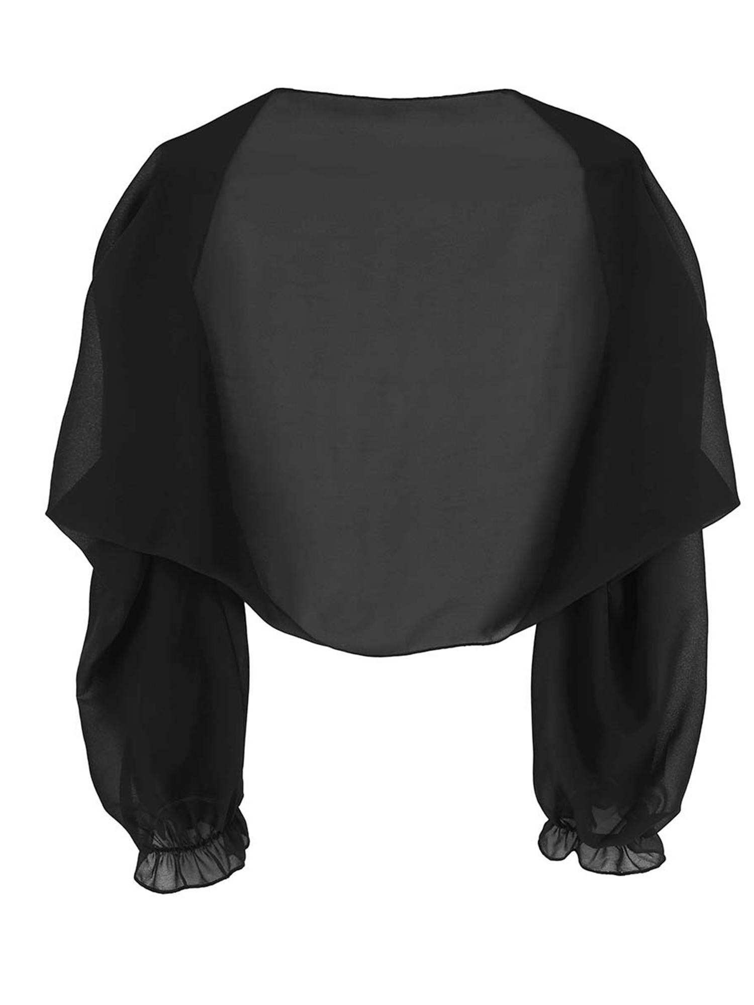 Women Sheer Chiffon Long Raglan Sleeve Open Front Kimono Cardigan