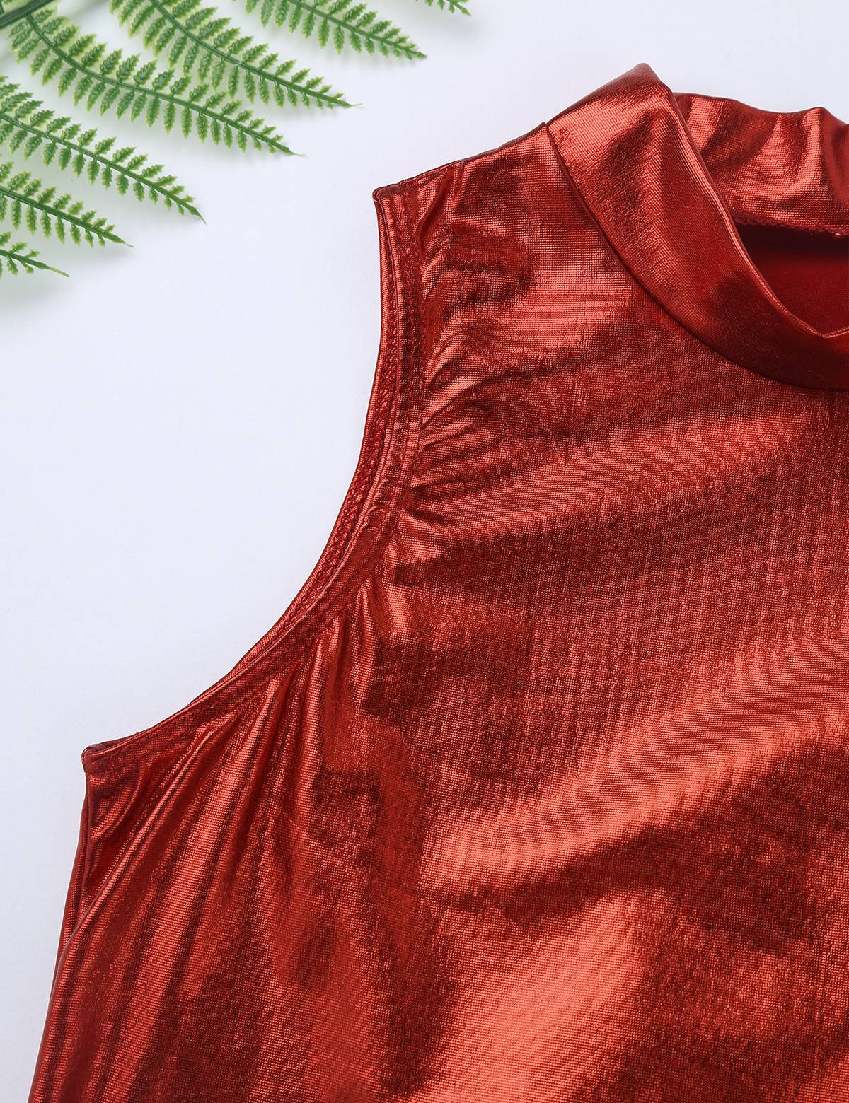 Kids Girls Metallic Sleeveless Ballet Dance Crop Tank Tops